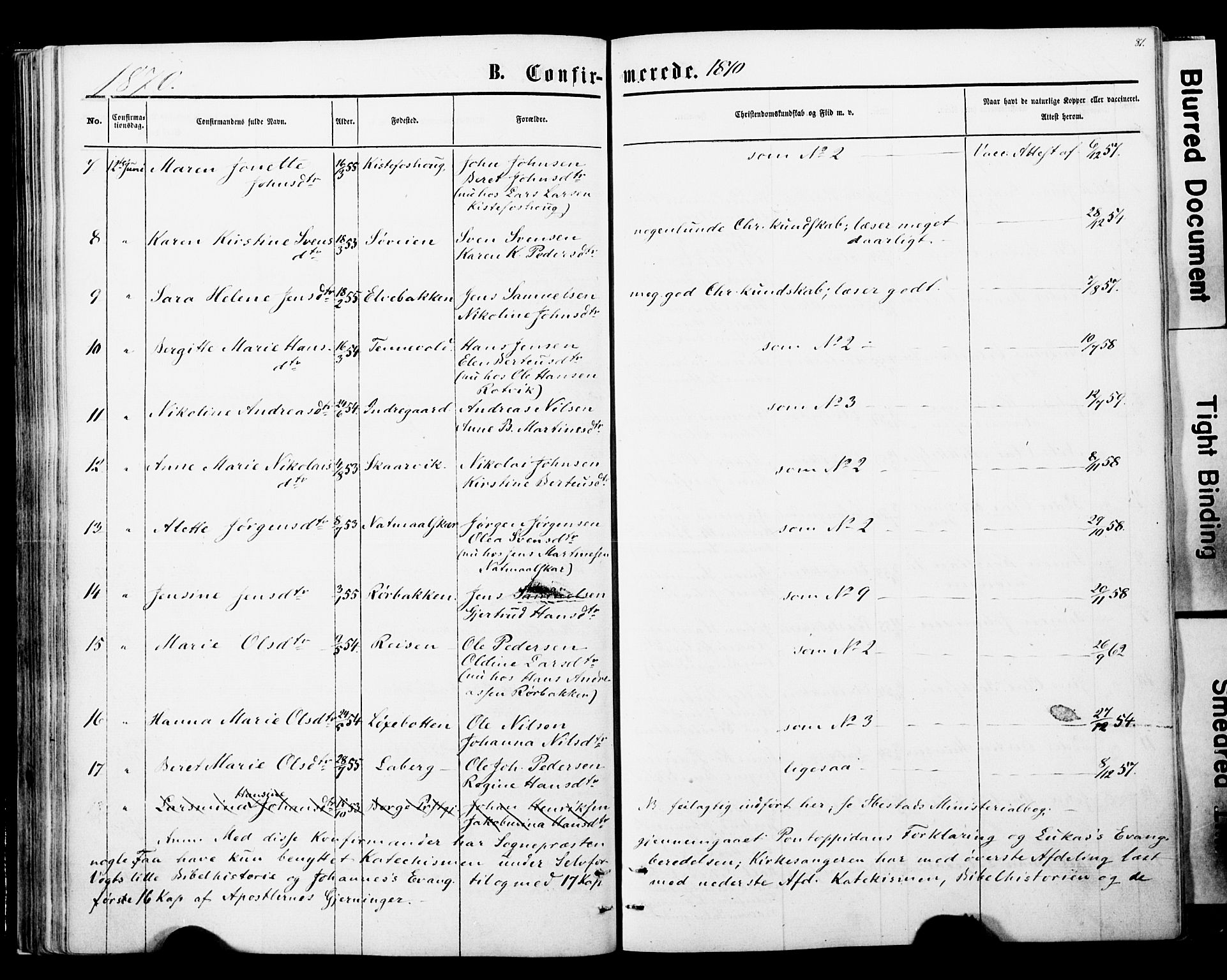 Ibestad sokneprestembete, SATØ/S-0077/H/Ha/Haa/L0013kirke: Parish register (official) no. 13, 1865-1879, p. 81