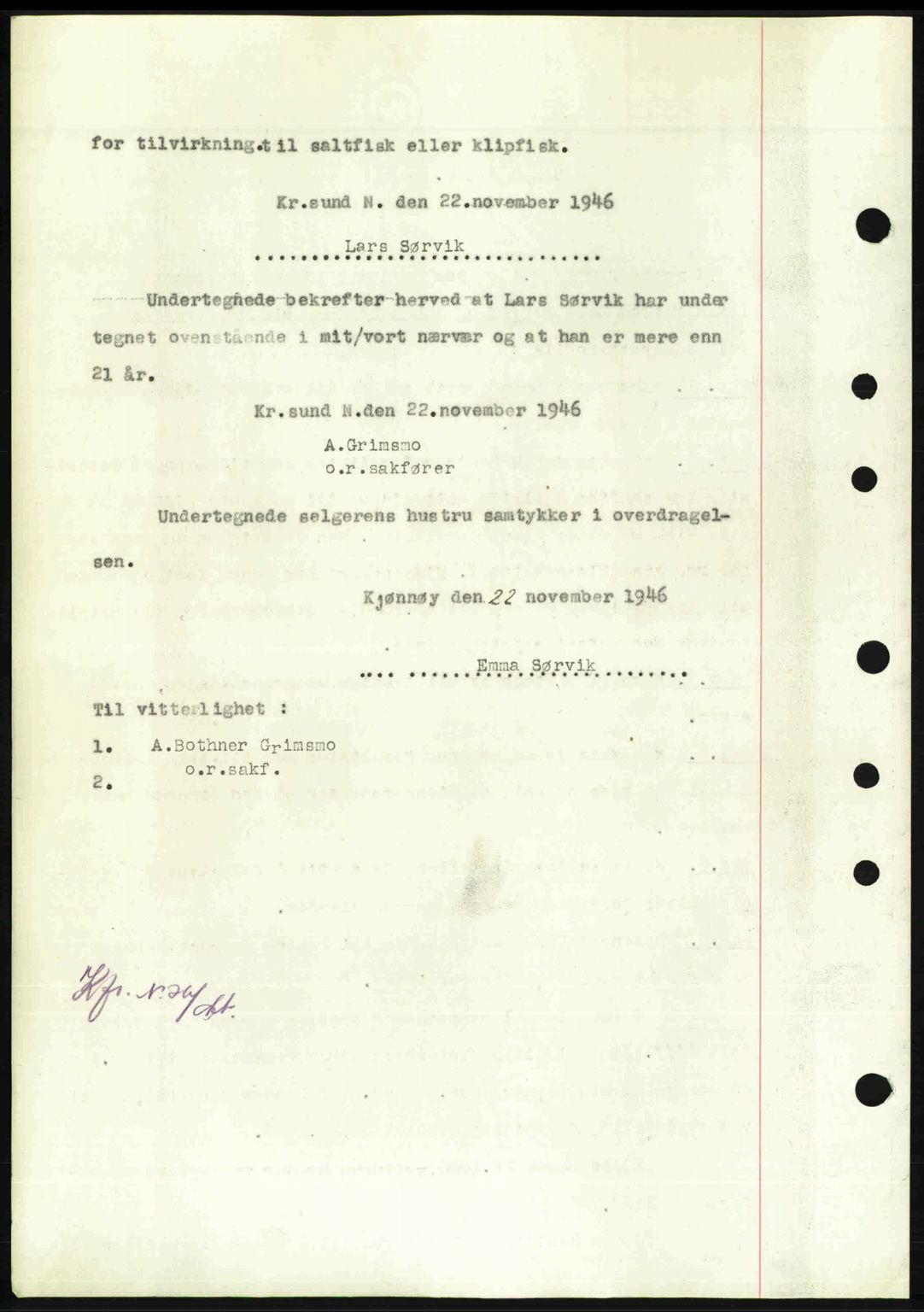 Nordmøre sorenskriveri, AV/SAT-A-4132/1/2/2Ca: Mortgage book no. A103, 1946-1947, Diary no: : 2443/1946