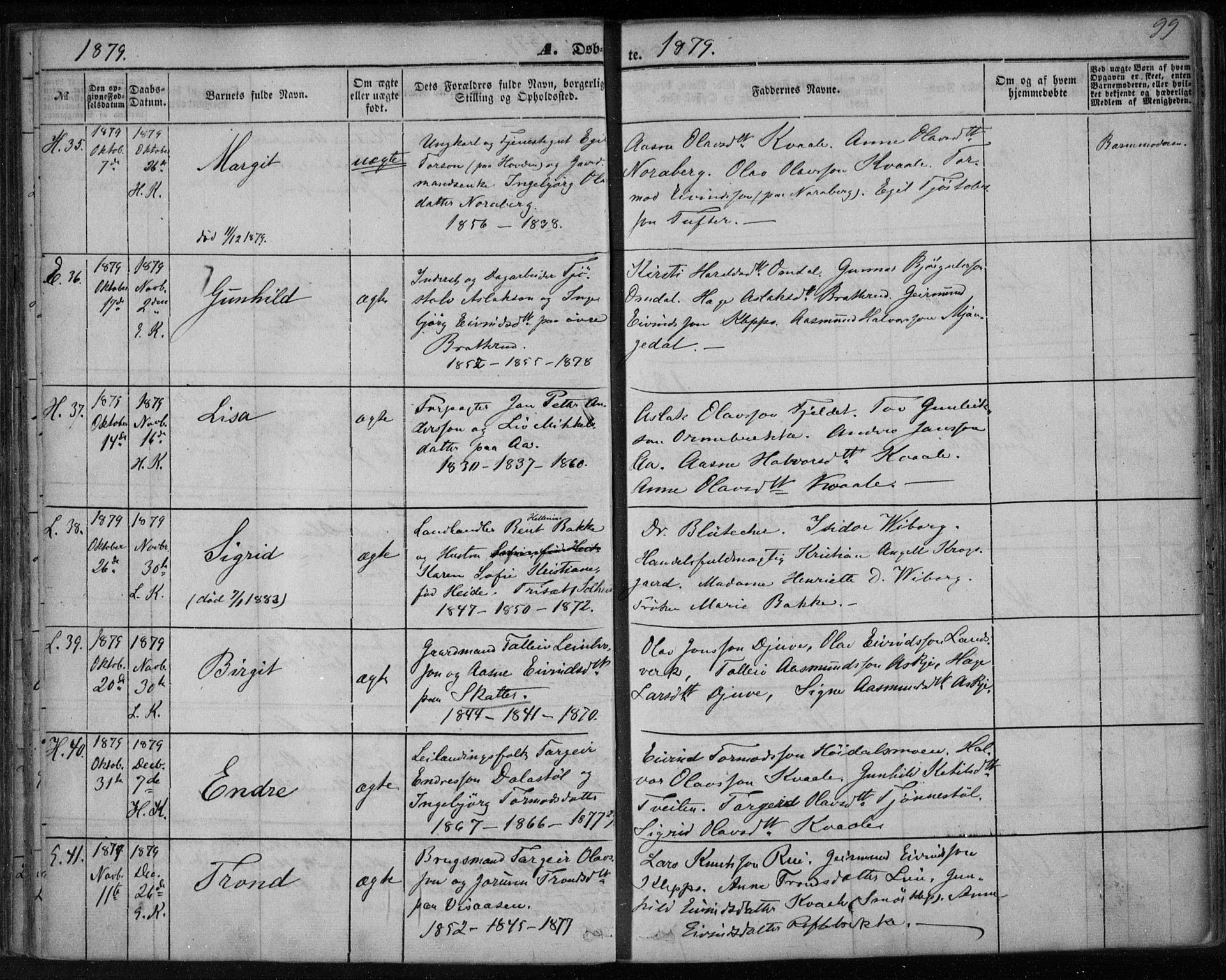 Lårdal kirkebøker, SAKO/A-284/F/Fa/L0006: Parish register (official) no. I 6, 1861-1886, p. 99