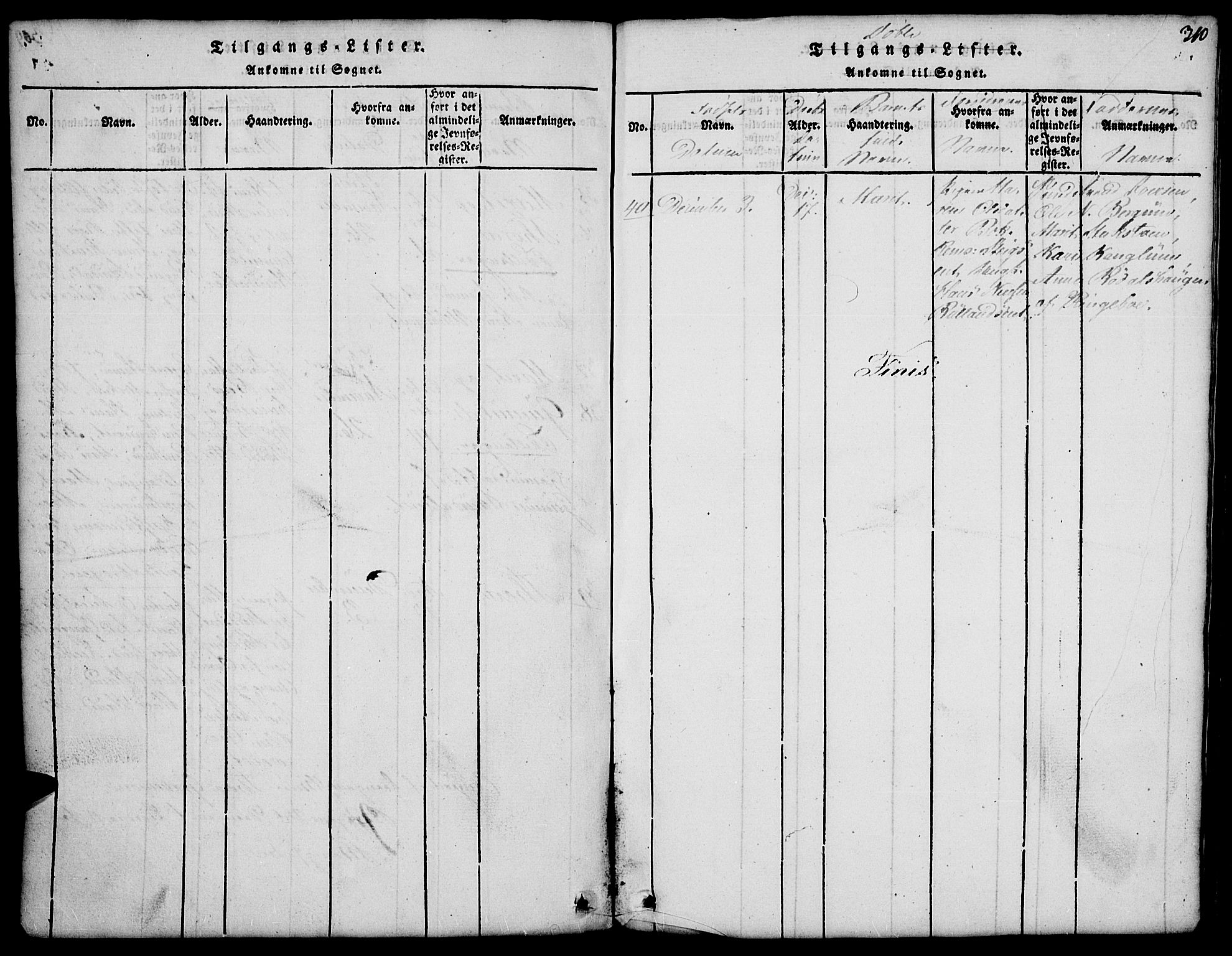 Fron prestekontor, SAH/PREST-078/H/Ha/Hab/L0001: Parish register (copy) no. 1, 1816-1843, p. 310