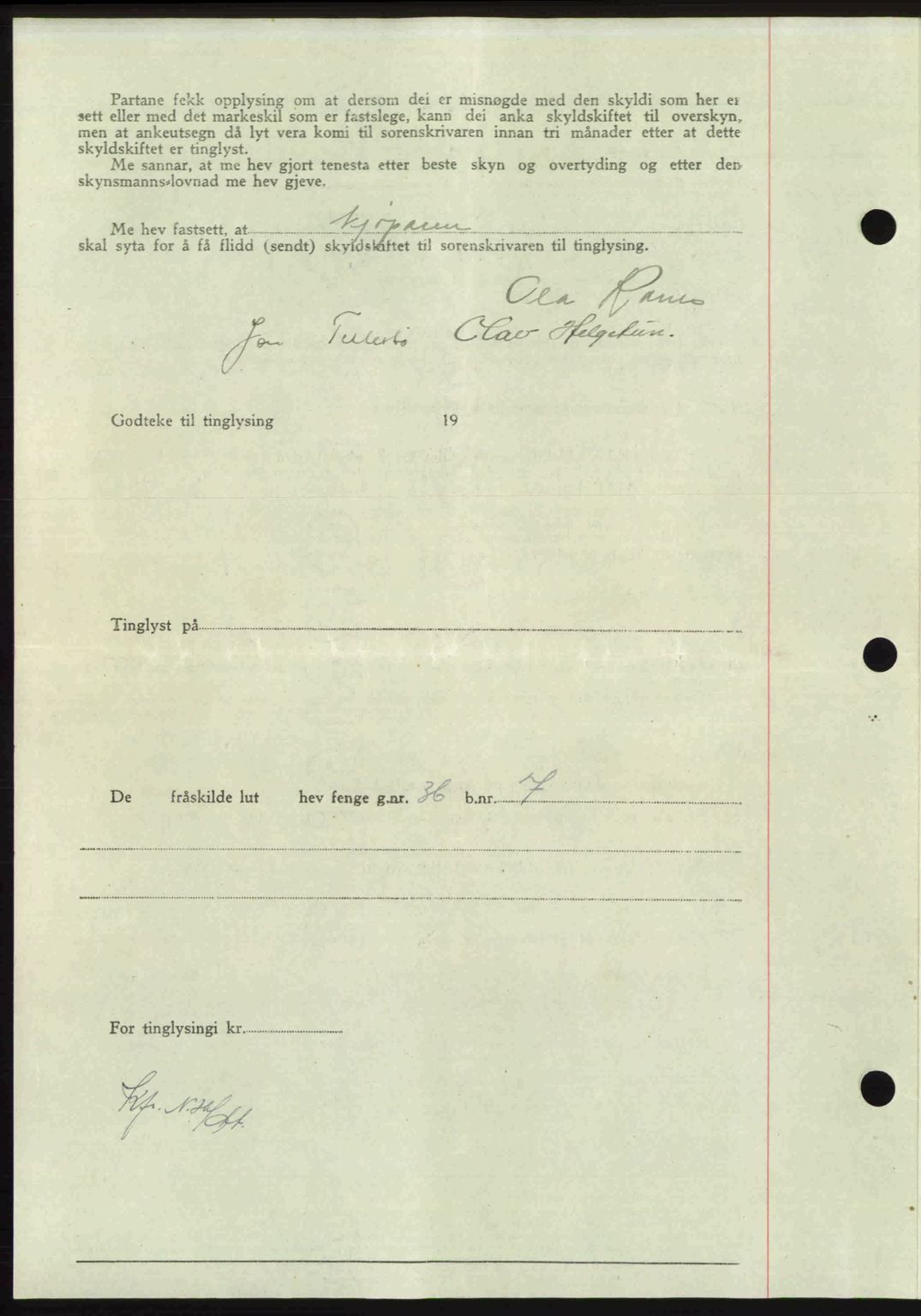 Nordmøre sorenskriveri, AV/SAT-A-4132/1/2/2Ca: Mortgage book no. A102, 1946-1946, Diary no: : 1943/1946