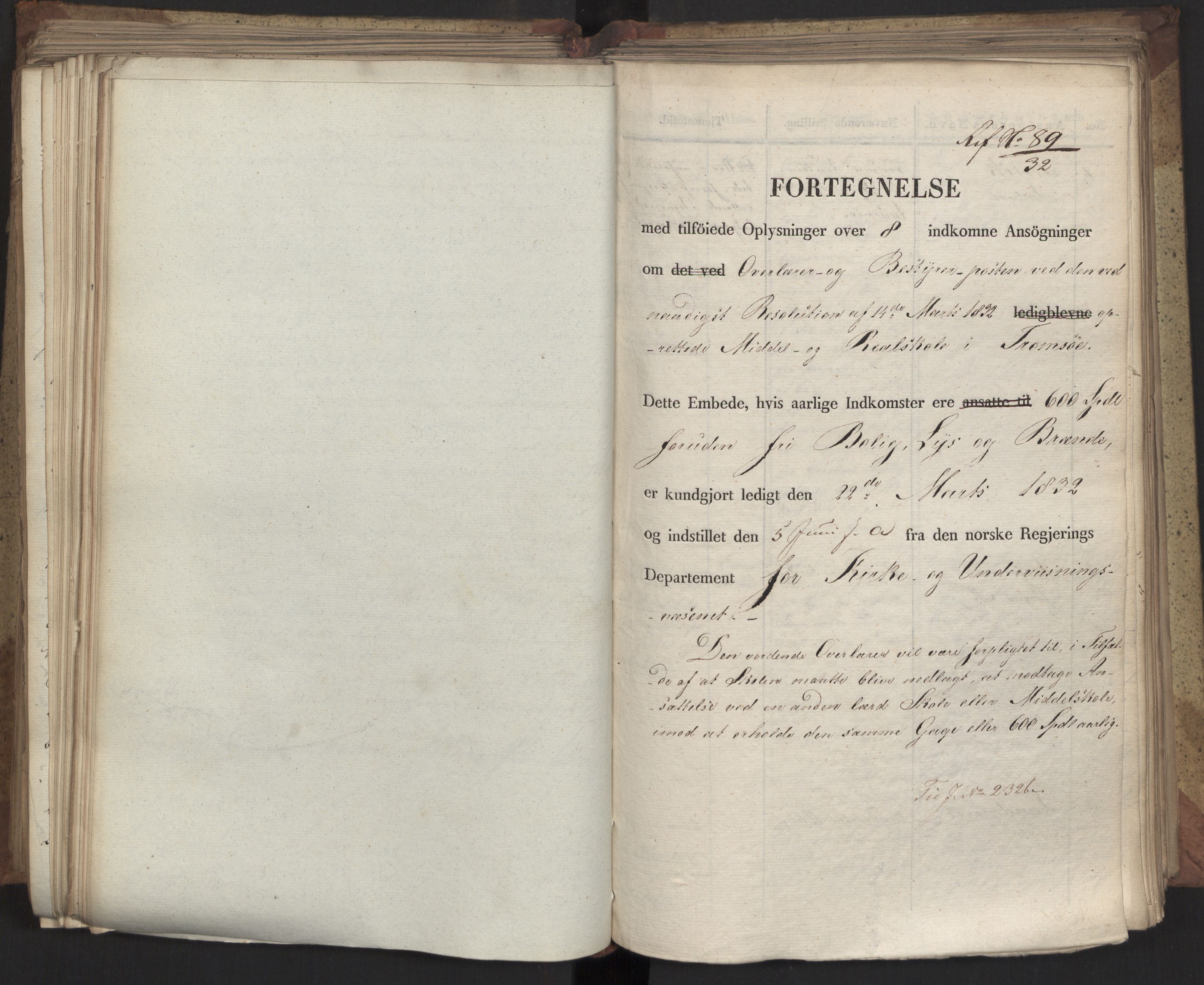 Statsrådsavdelingen i Stockholm, AV/RA-S-1003/D/Da/L0078: Regjeringsinnstillinger nr. 2260-2399, 1832, p. 271