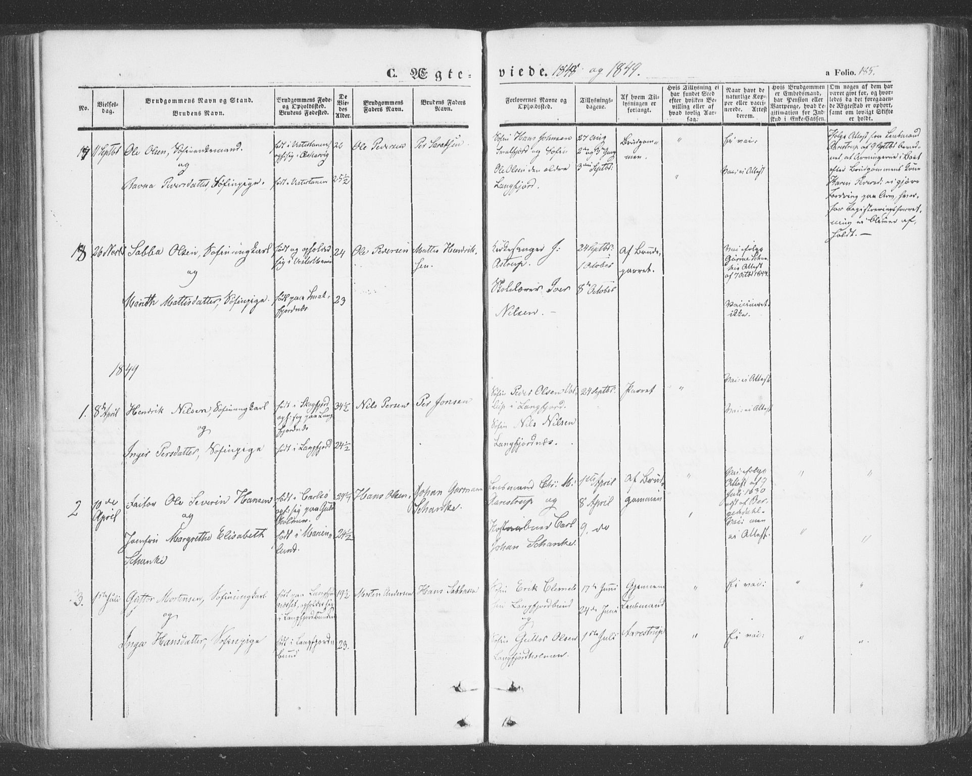 Tana sokneprestkontor, SATØ/S-1334/H/Ha/L0001kirke: Parish register (official) no. 1, 1846-1861, p. 185