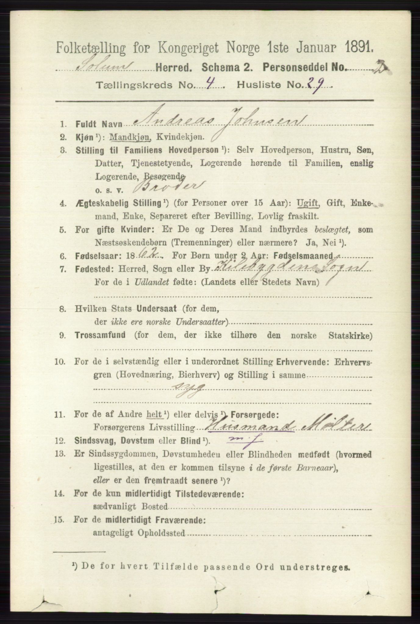 RA, 1891 census for 0818 Solum, 1891, p. 792