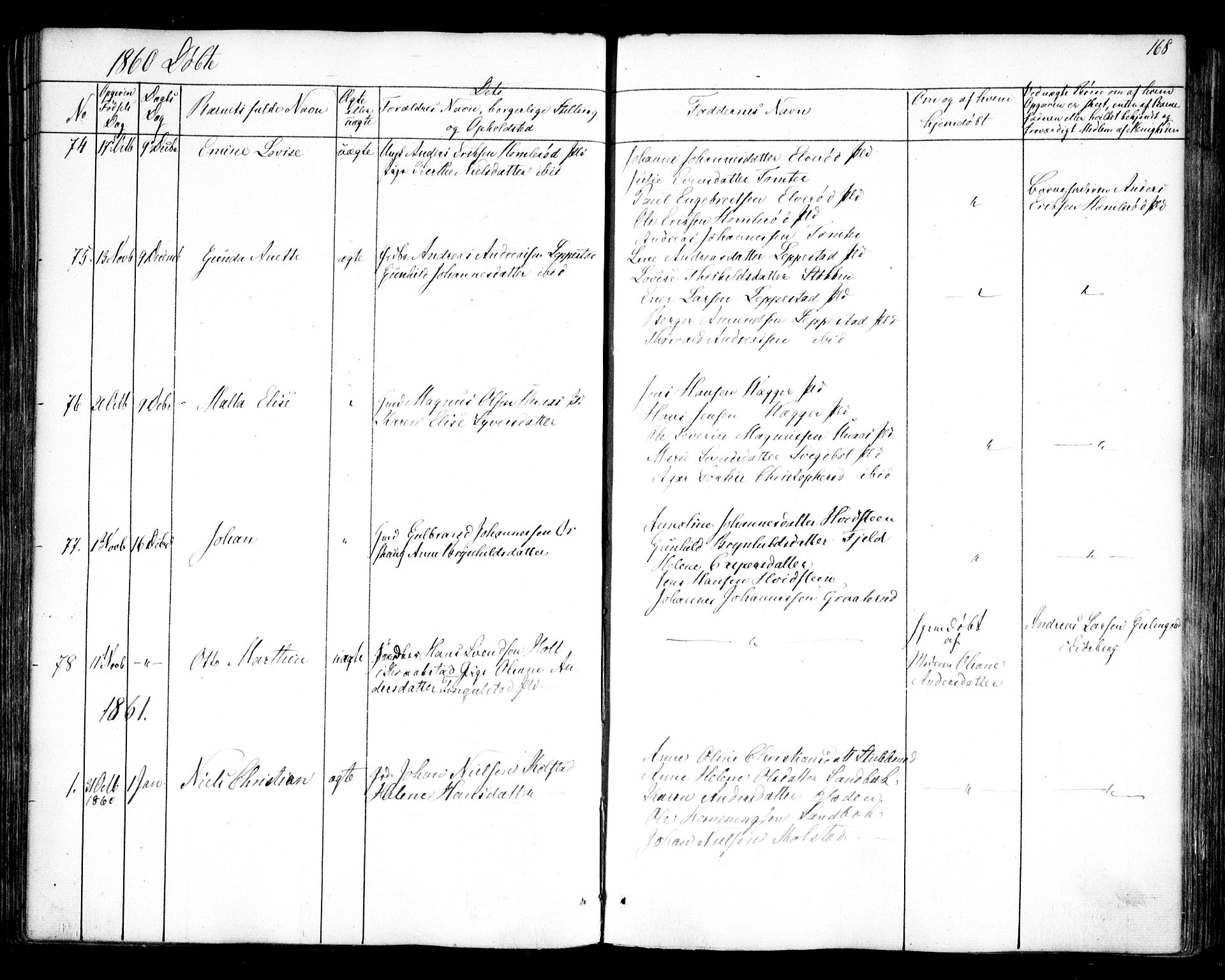 Hobøl prestekontor Kirkebøker, AV/SAO-A-2002/F/Fa/L0003: Parish register (official) no. I 3, 1842-1864, p. 168