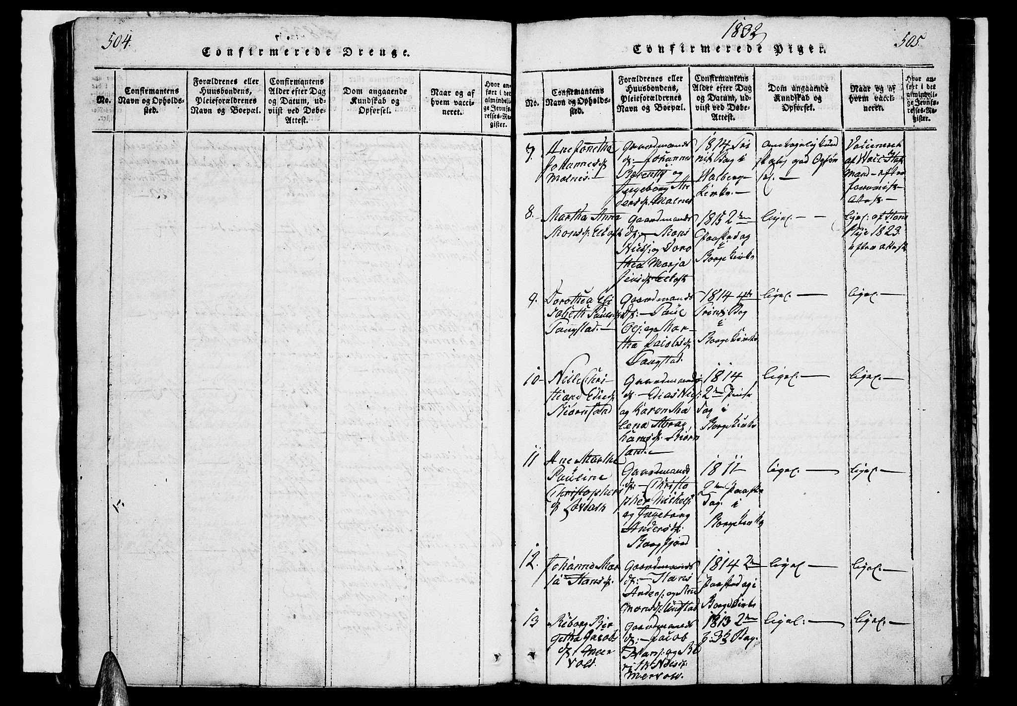 Ministerialprotokoller, klokkerbøker og fødselsregistre - Nordland, SAT/A-1459/880/L1130: Parish register (official) no. 880A04, 1821-1843, p. 504-505