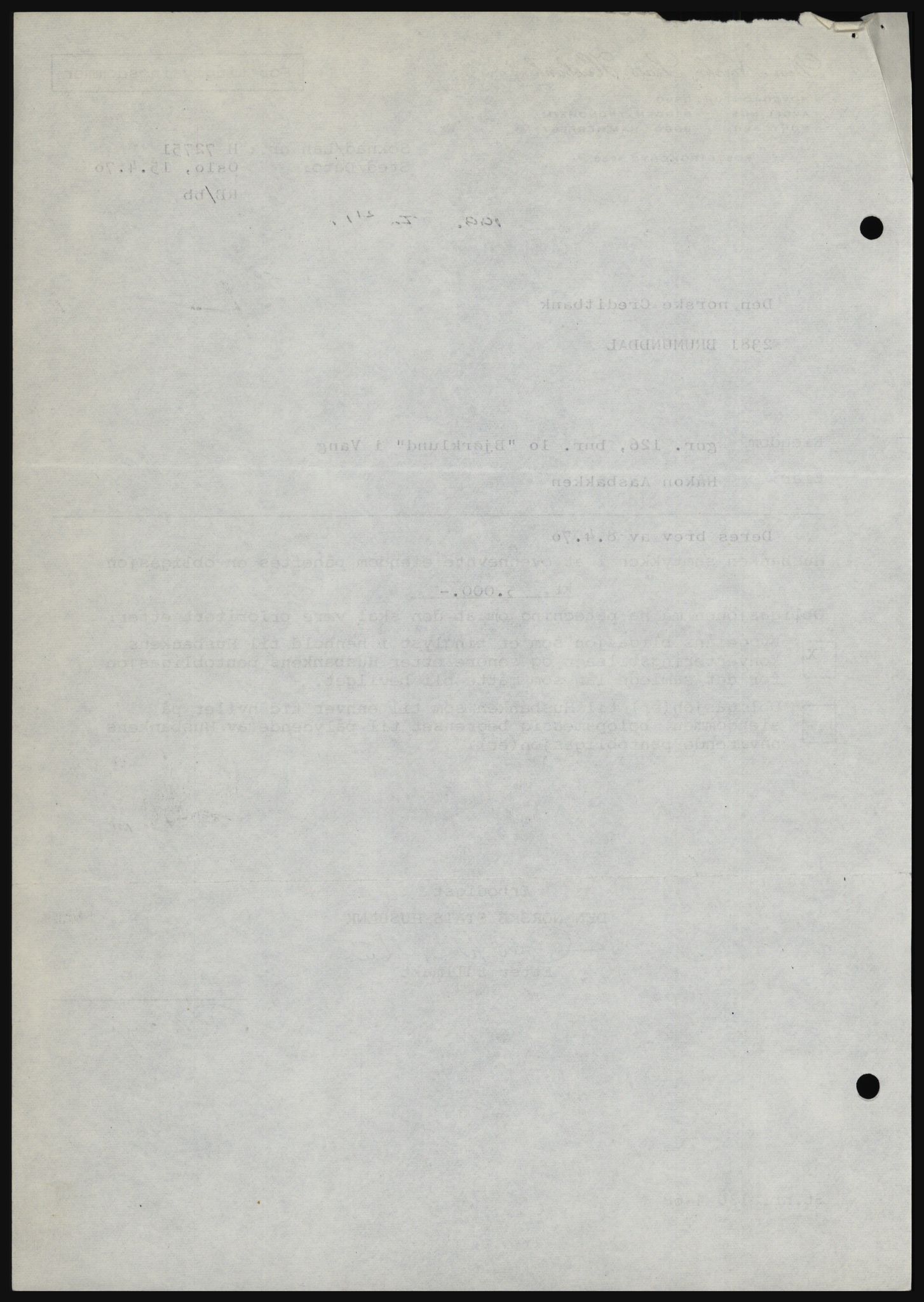 Nord-Hedmark sorenskriveri, SAH/TING-012/H/Hc/L0033: Mortgage book no. 33, 1970-1970, Diary no: : 1995/1970