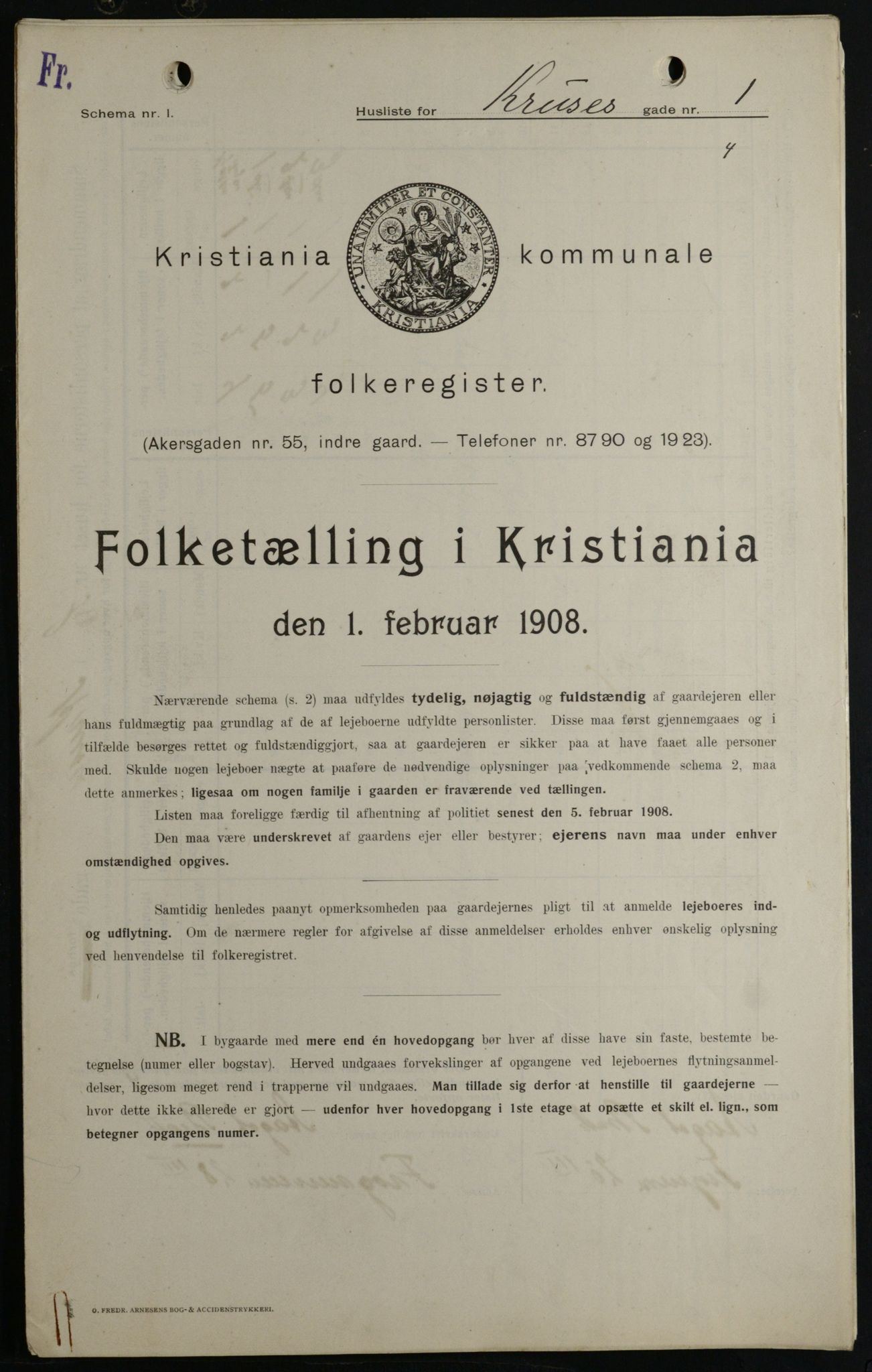 OBA, Municipal Census 1908 for Kristiania, 1908, p. 49270