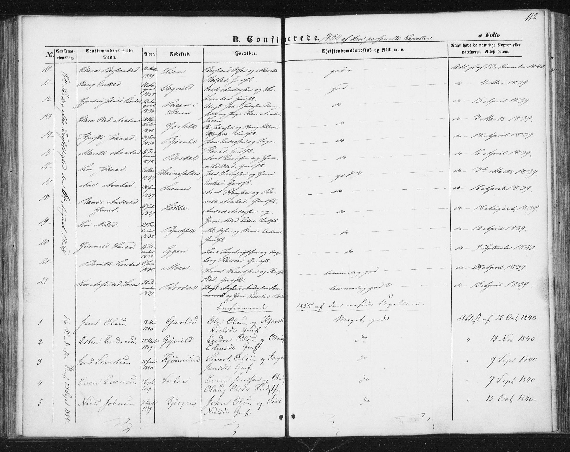 Ministerialprotokoller, klokkerbøker og fødselsregistre - Sør-Trøndelag, SAT/A-1456/689/L1038: Parish register (official) no. 689A03, 1848-1872, p. 112