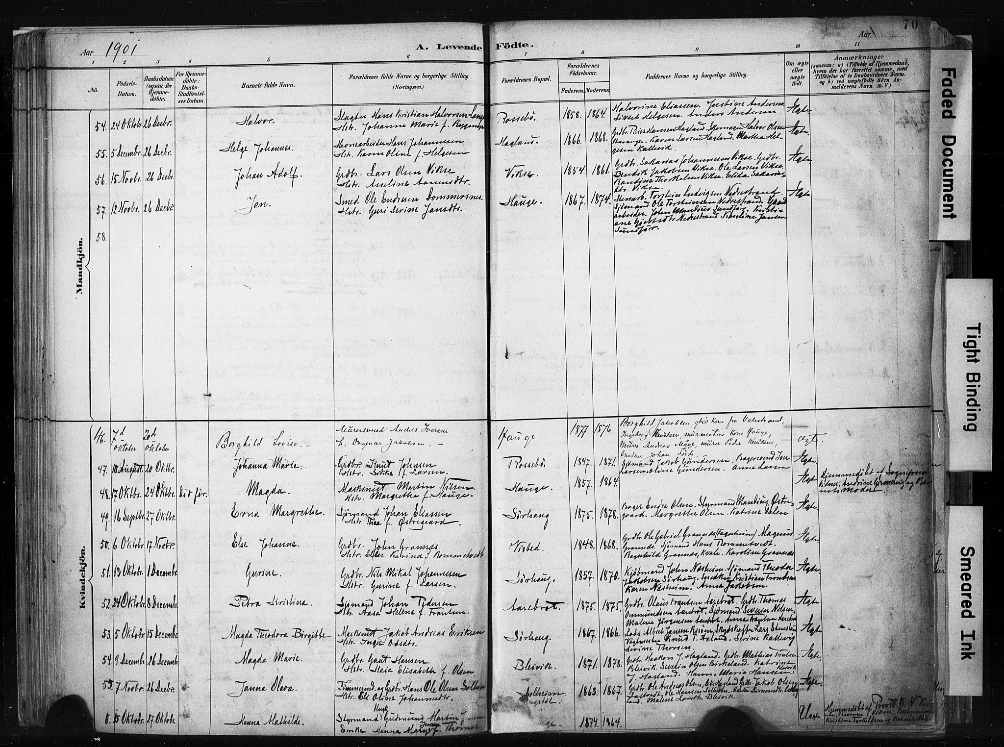 Haugesund sokneprestkontor, SAST/A -101863/H/Ha/Haa/L0004: Parish register (official) no. A 4, 1886-1908, p. 70