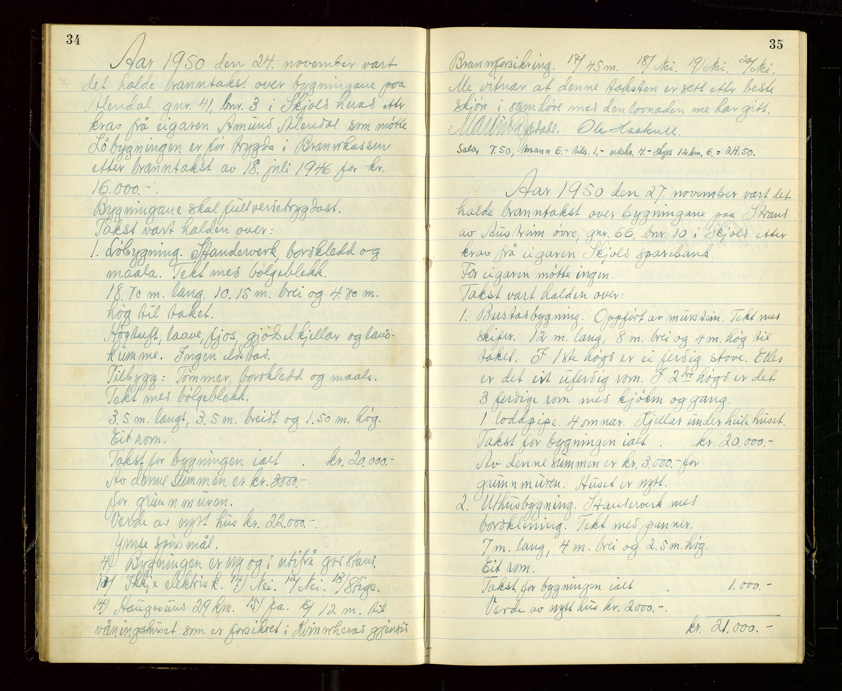Skjold lensmannskontor, AV/SAST-A-100182/Goa/L0003: "Branntakstprotokoll for Skjold lensmannsdistrikt", 1949-1953, p. 34-35