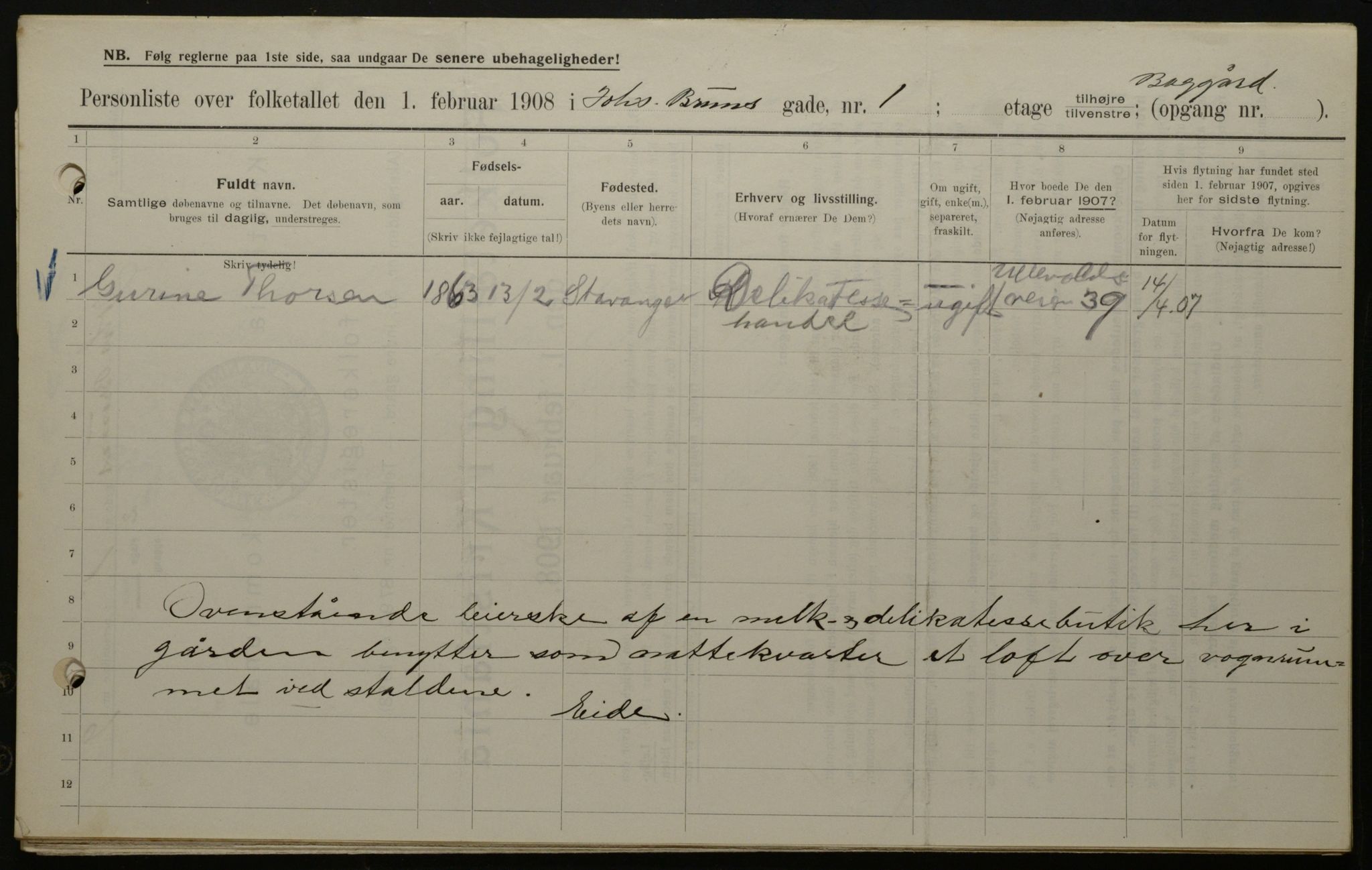 OBA, Municipal Census 1908 for Kristiania, 1908, p. 42005