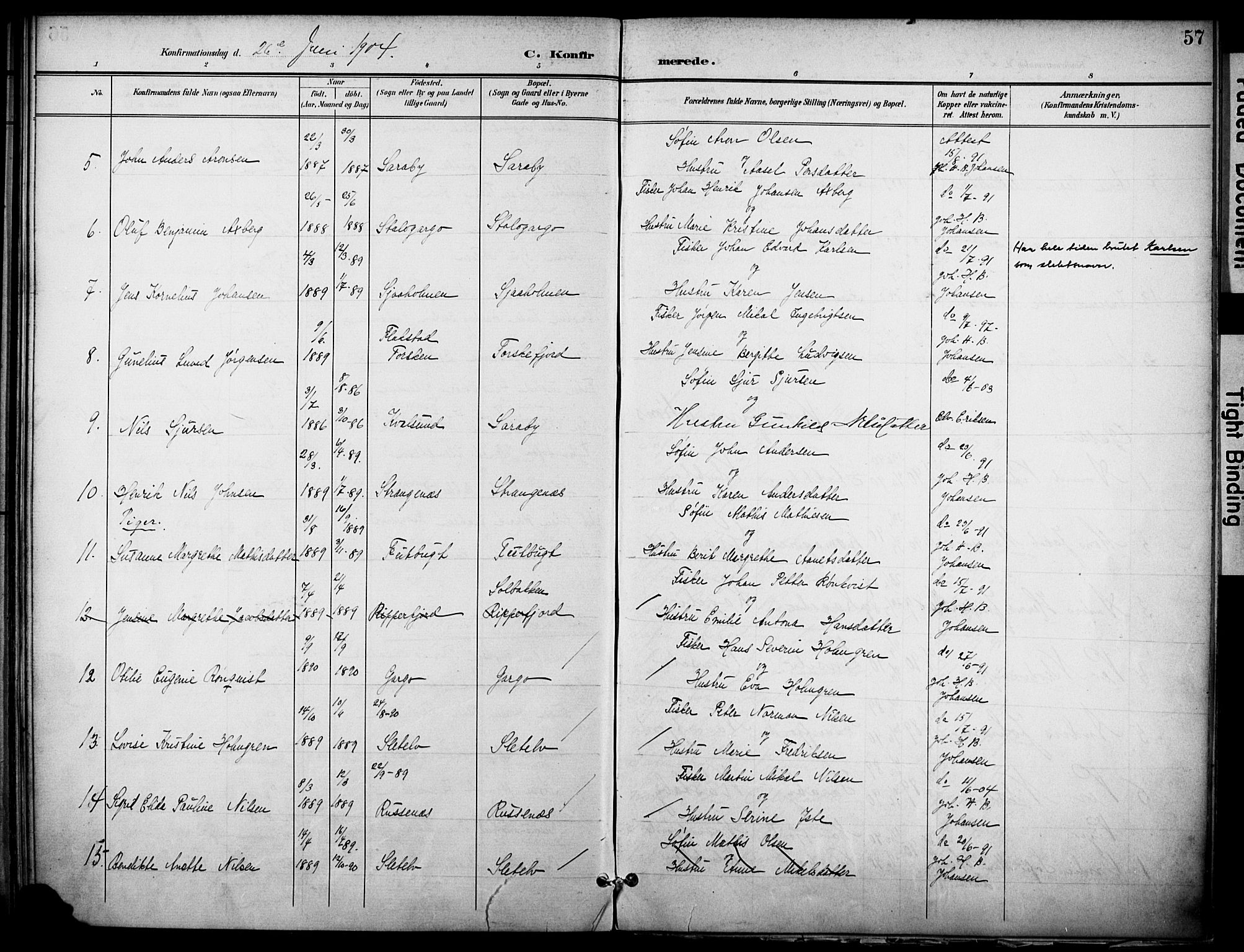 Hammerfest sokneprestkontor, AV/SATØ-S-1347/H/Ha/L0012.kirke: Parish register (official) no. 12, 1898-1908, p. 57