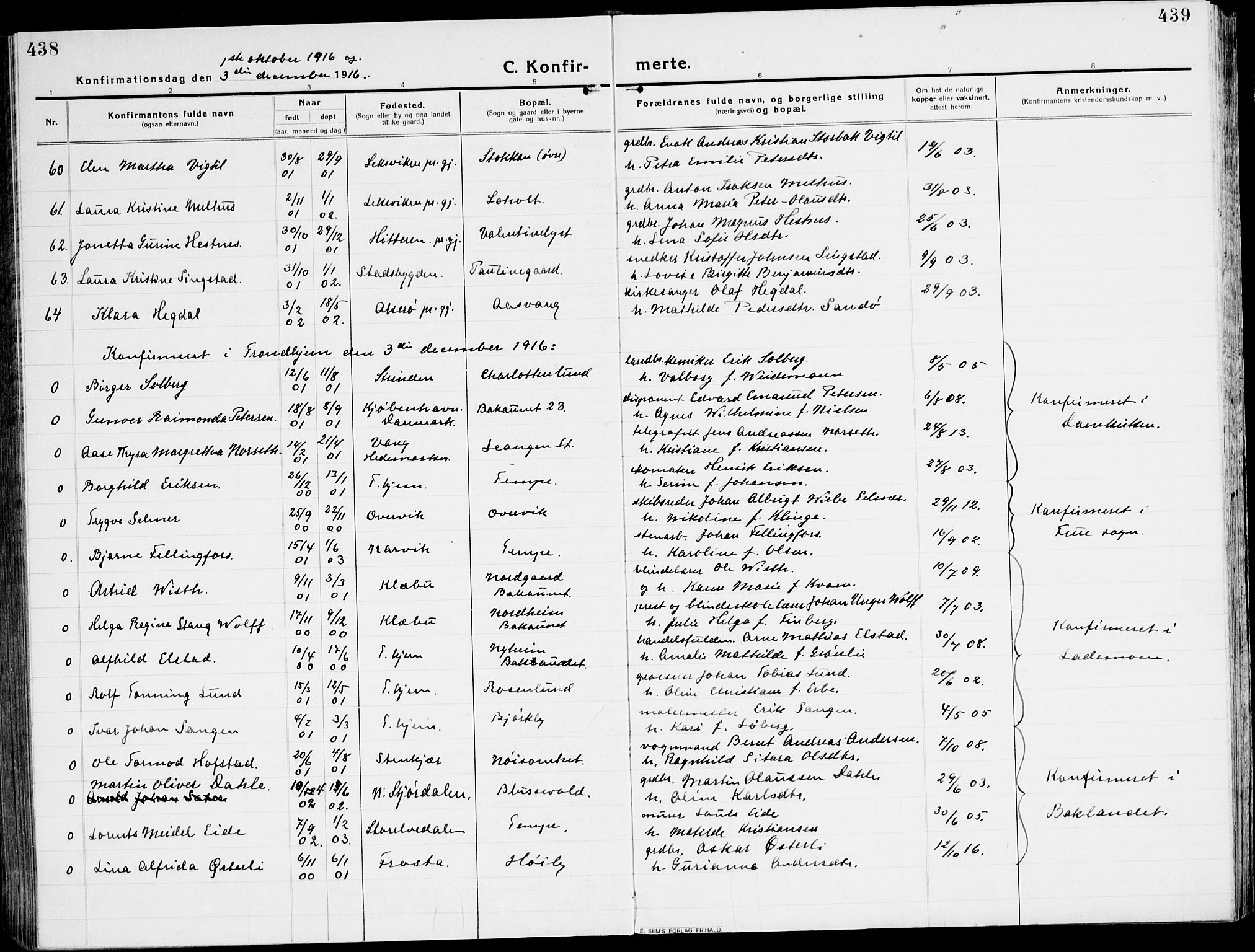 Ministerialprotokoller, klokkerbøker og fødselsregistre - Sør-Trøndelag, SAT/A-1456/607/L0321: Parish register (official) no. 607A05, 1916-1935, p. 438-439