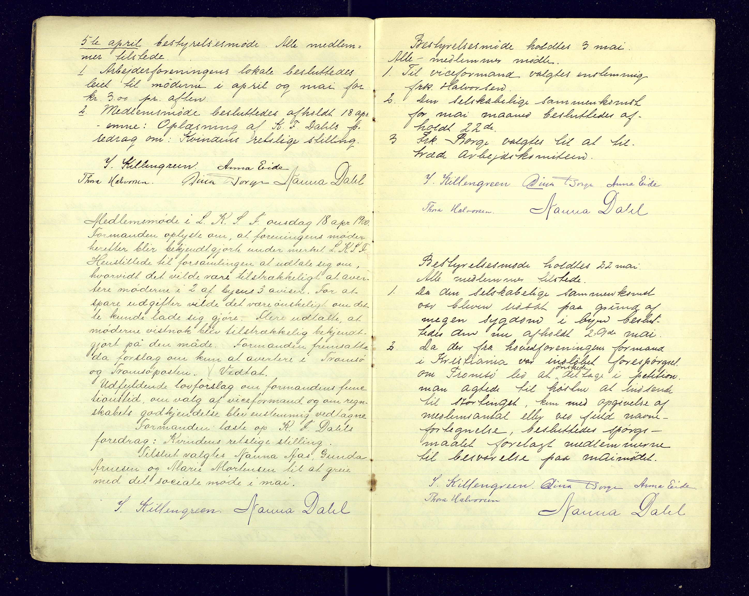 Tromsø Kvinneråd, AV/SATØ-P-0017/A/L0001: Protokoll for Tromsø led av Landskvinnestemmerettsforeningen, 1900-1916