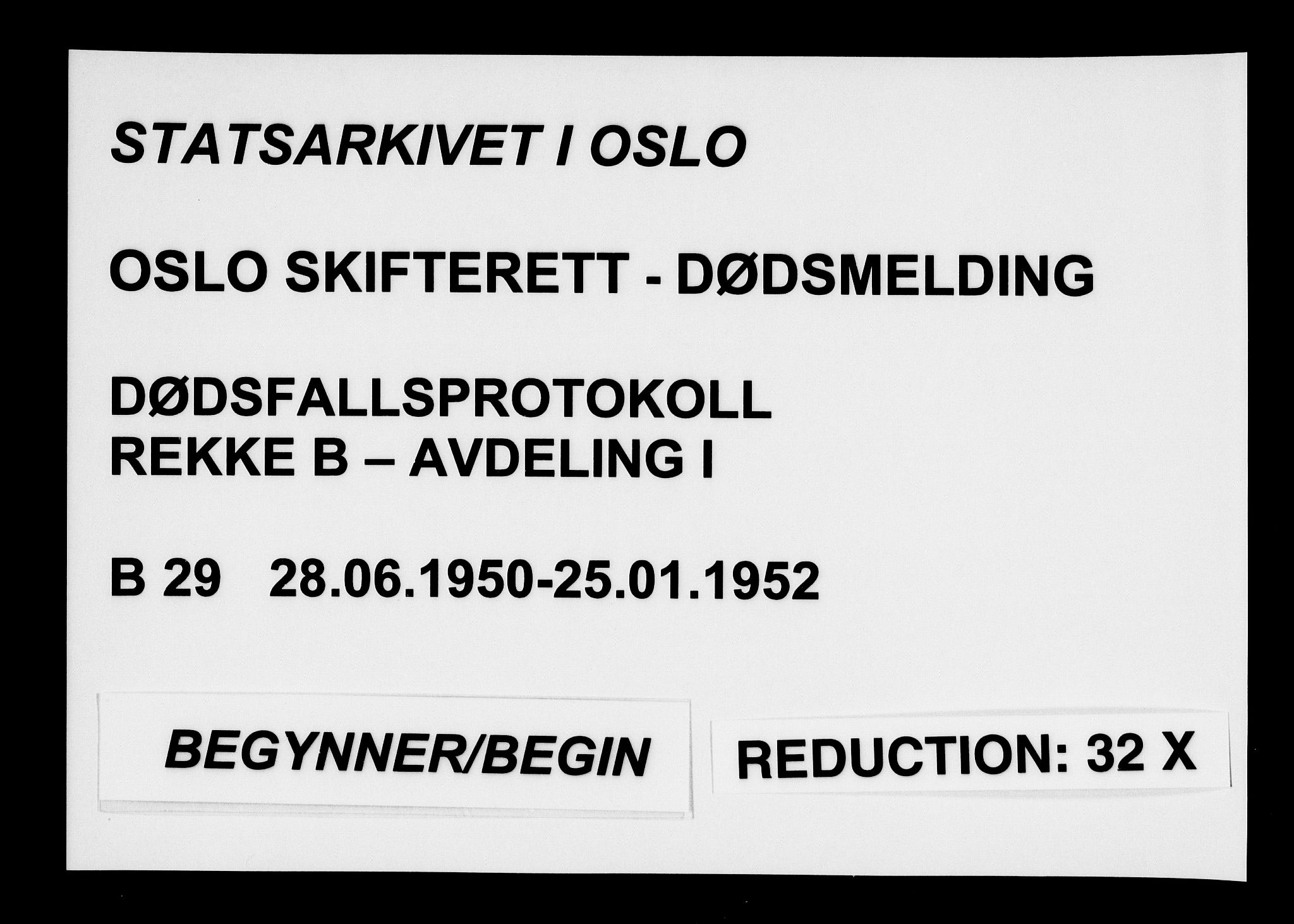 Oslo skifterett, AV/SAO-A-10383/G/Ga/Gab/L0029: Dødsfallsprotokoll - avd. I, 1950-1952