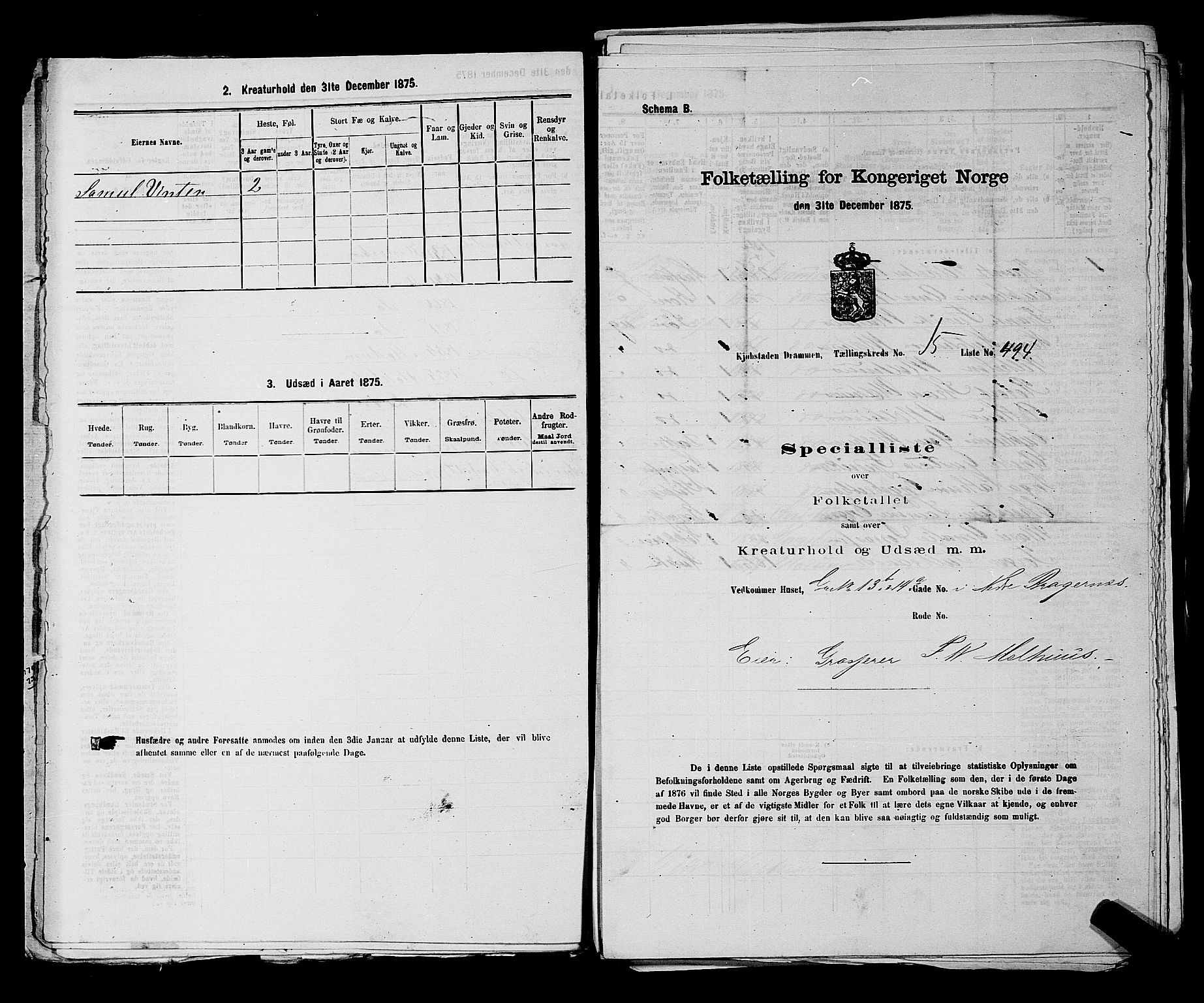 SAKO, 1875 census for 0602 Drammen, 1875, p. 1631