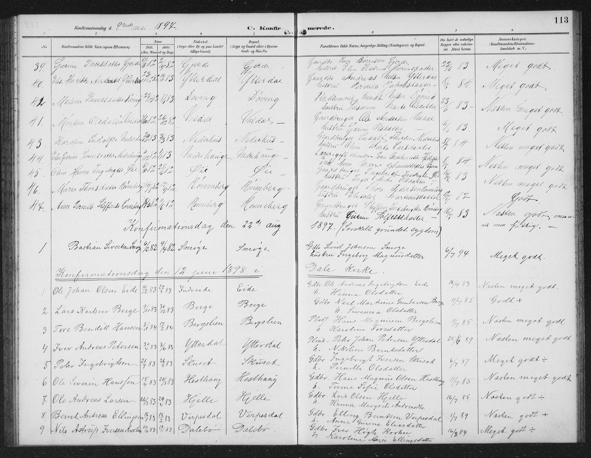 Ministerialprotokoller, klokkerbøker og fødselsregistre - Møre og Romsdal, SAT/A-1454/519/L0264: Parish register (copy) no. 519C05, 1892-1910, p. 113