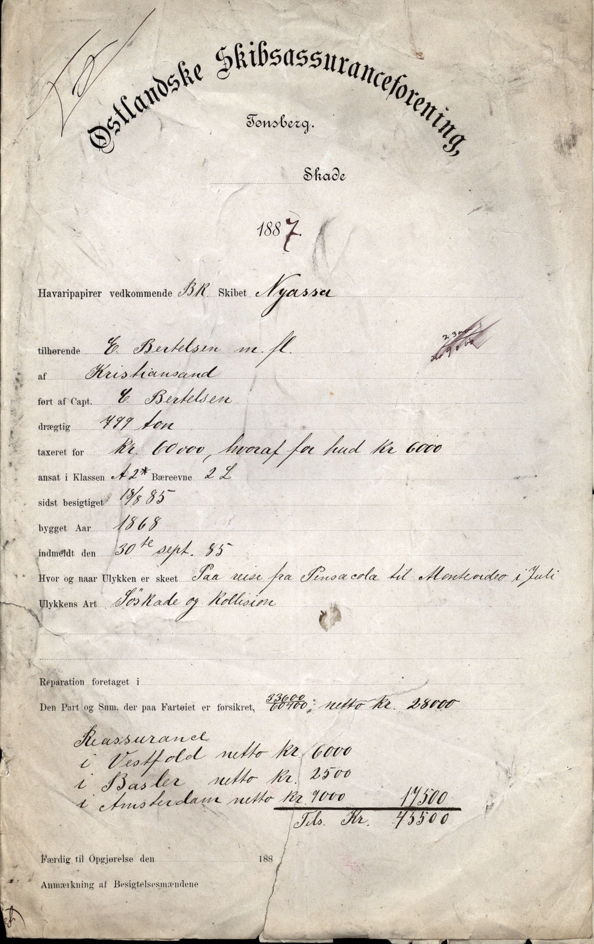 Pa 63 - Østlandske skibsassuranceforening, VEMU/A-1079/G/Ga/L0021/0002: Havaridokumenter / Isbaaden, Ragna, Sylphiden, Nyassa, 1887, p. 89
