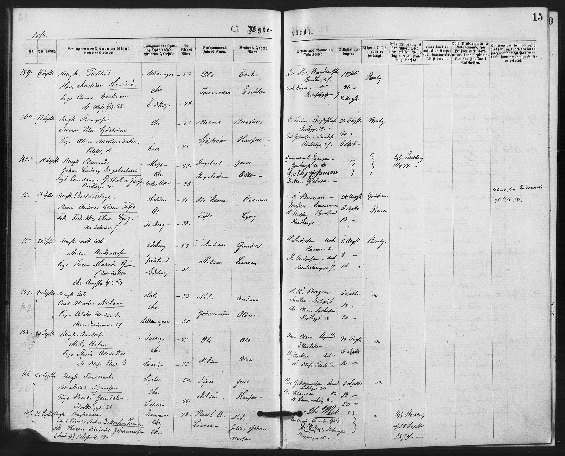 Trefoldighet prestekontor Kirkebøker, SAO/A-10882/F/Fc/L0002: Parish register (official) no. III 2, 1874-1881, p. 15
