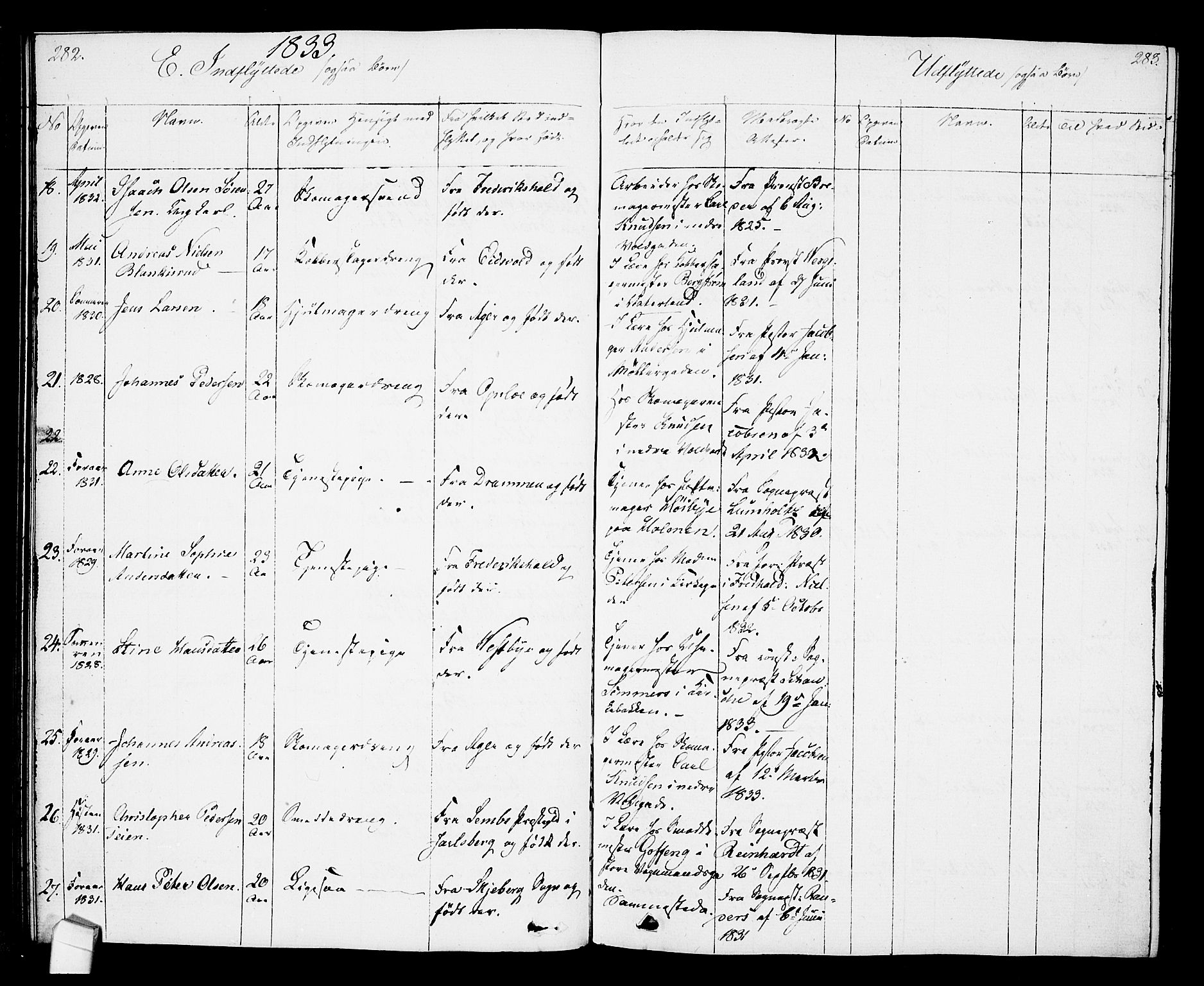 Oslo domkirke Kirkebøker, AV/SAO-A-10752/F/Fa/L0027: Parish register (official) no. 27, 1828-1840, p. 282-283