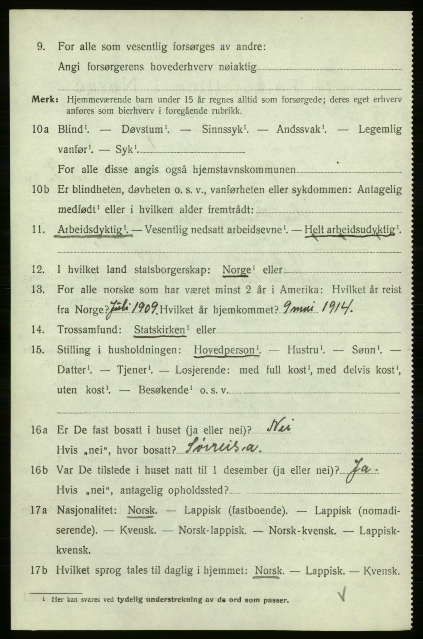 SATØ, 1920 census for Gamvik, 1920, p. 2879