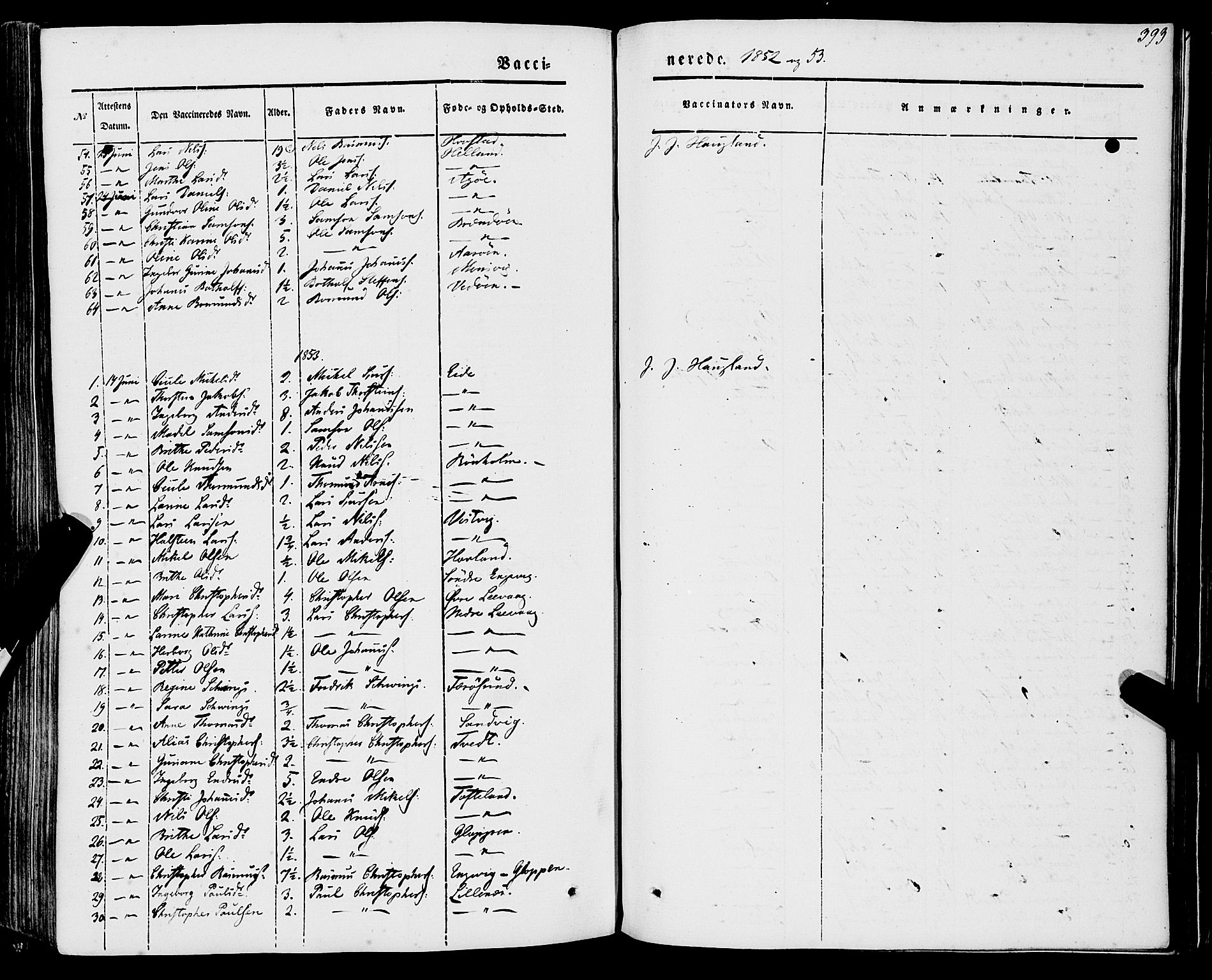 Stord sokneprestembete, SAB/A-78201/H/Haa: Parish register (official) no. A 7, 1841-1861, p. 393