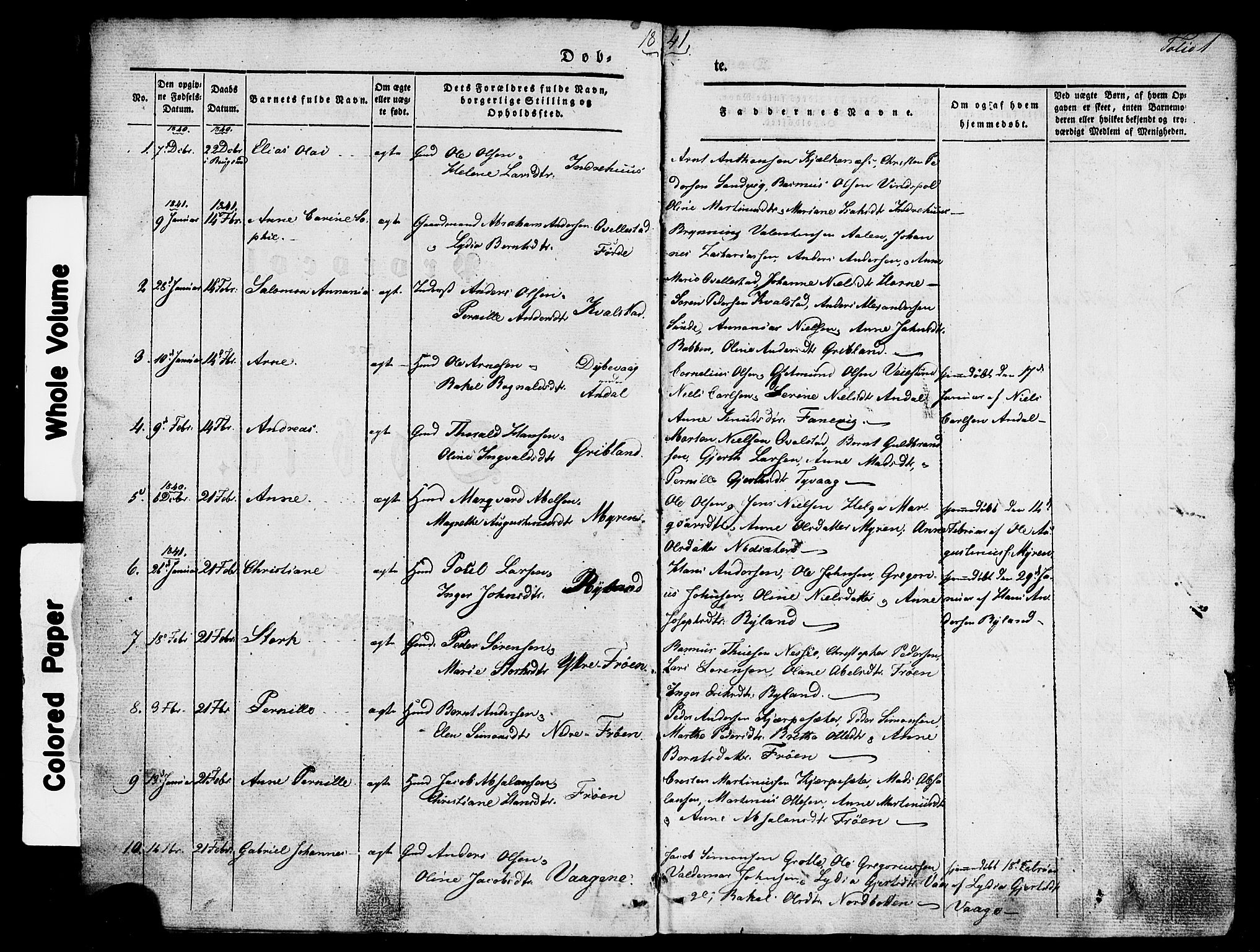 Kinn sokneprestembete, SAB/A-80801/H/Haa/Haaa/L0005: Parish register (official) no. A 5, 1841-1857, p. 1
