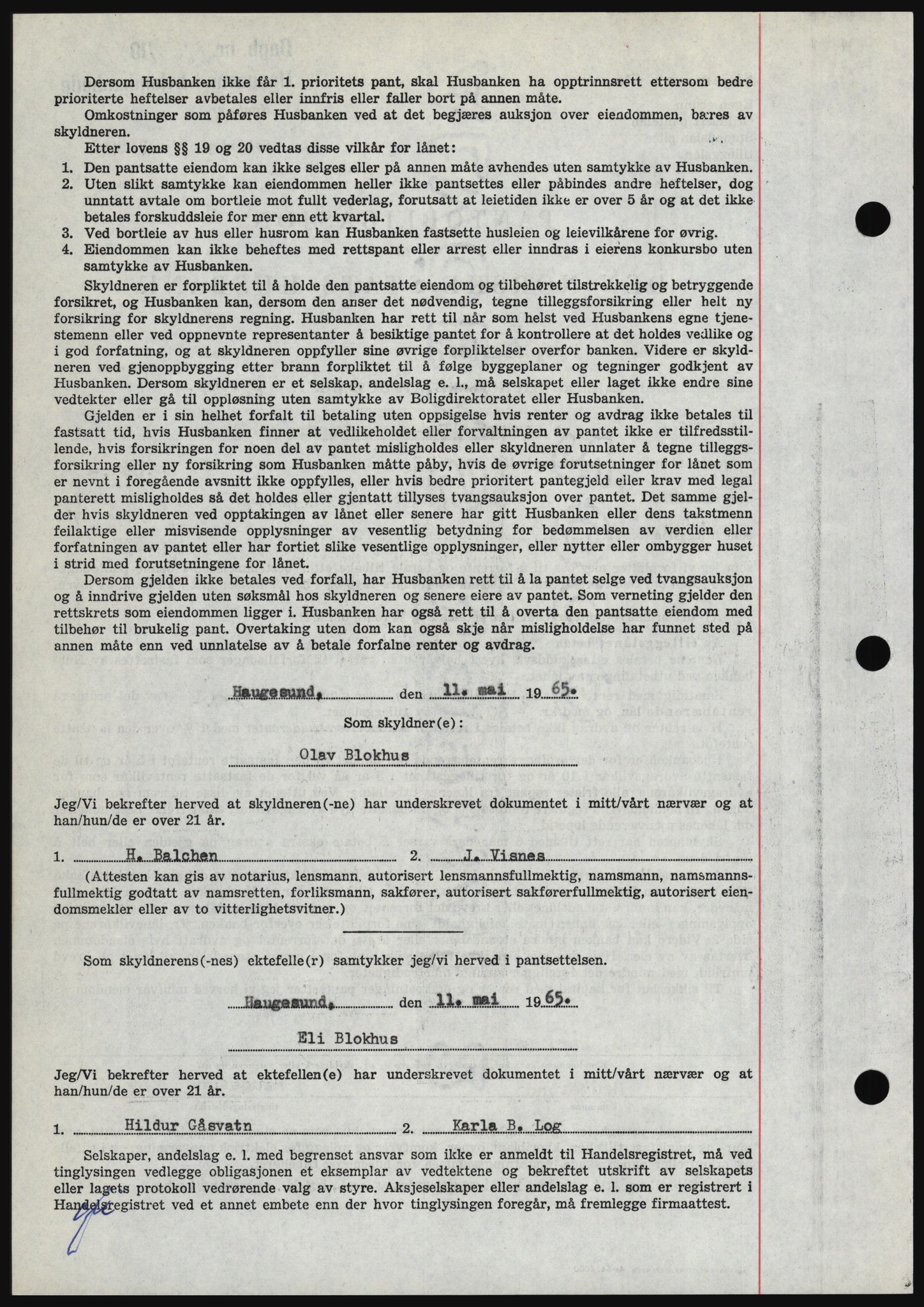 Haugesund tingrett, SAST/A-101415/01/II/IIC/L0053: Mortgage book no. B 53, 1965-1965, Diary no: : 1178/1965