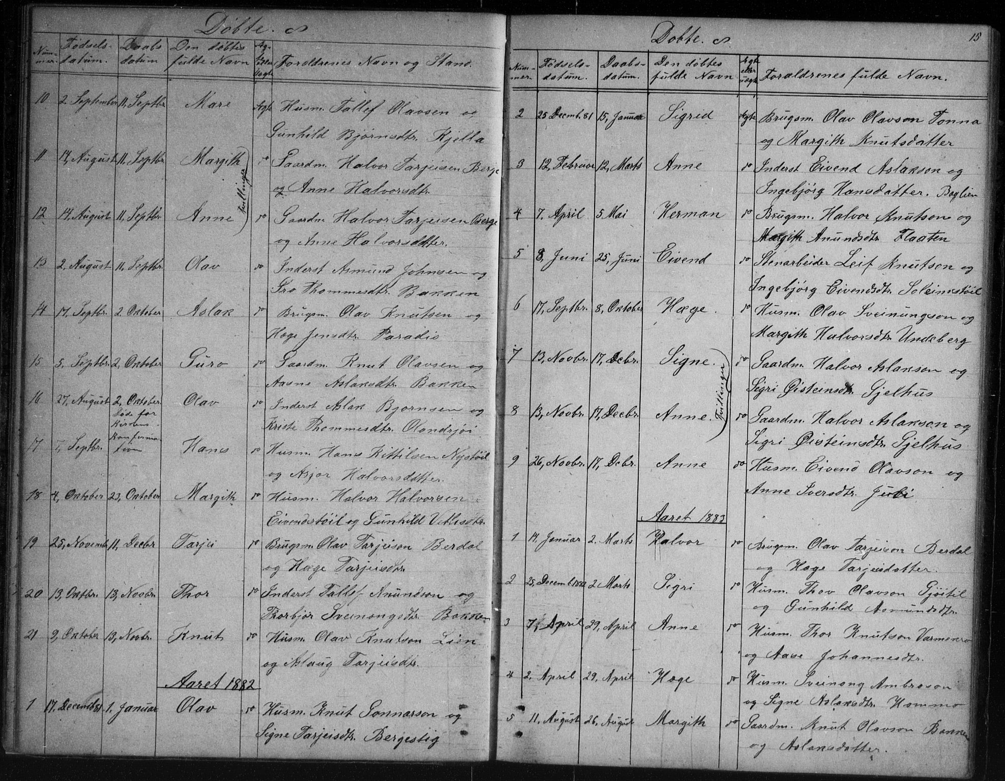 Vinje kirkebøker, SAKO/A-312/G/Gb/L0002: Parish register (copy) no. II 2, 1849-1891, p. 15