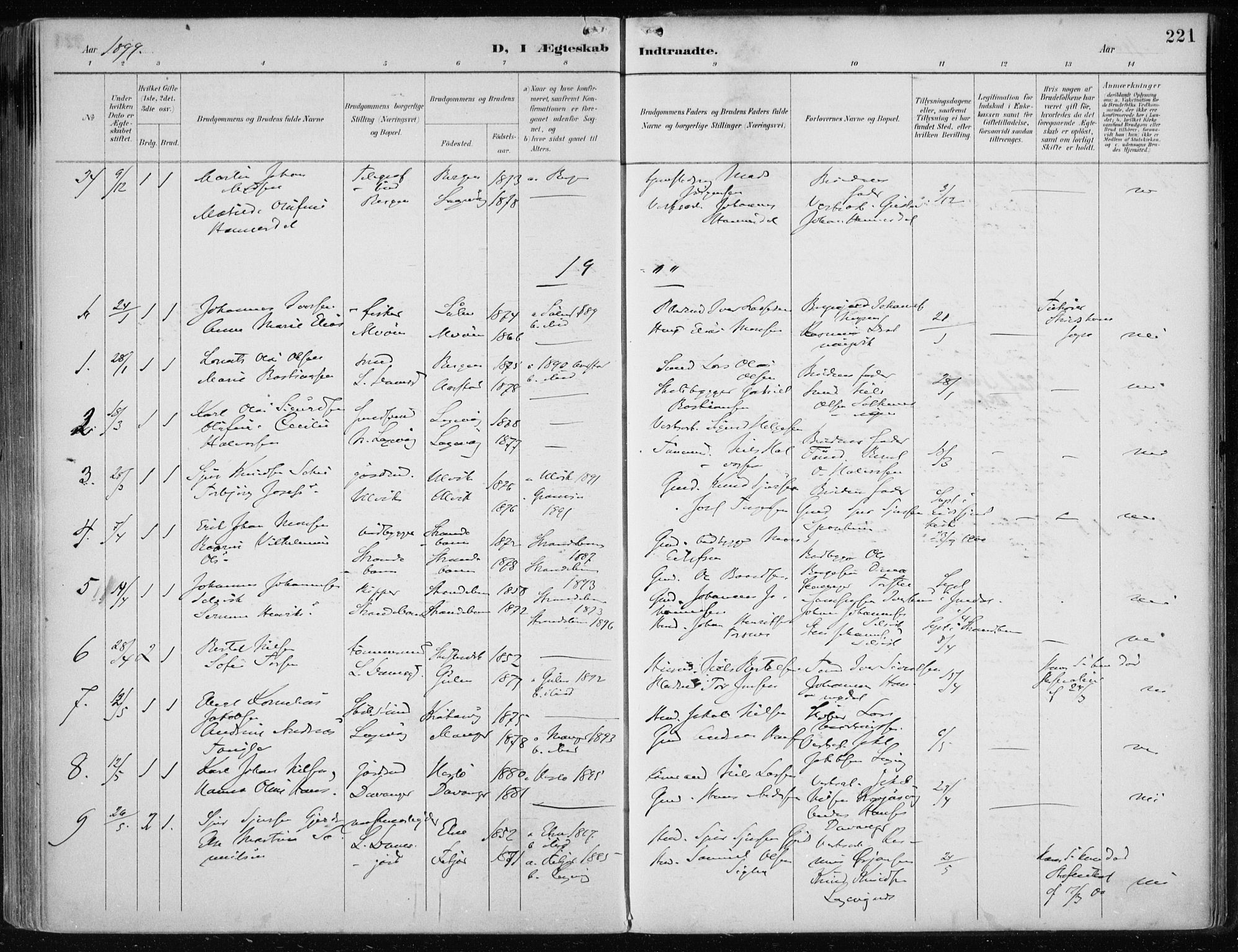 Askøy Sokneprestembete, AV/SAB-A-74101/H/Ha/Haa/Haae/L0003: Parish register (official) no. E 3, 1891-1903, p. 221