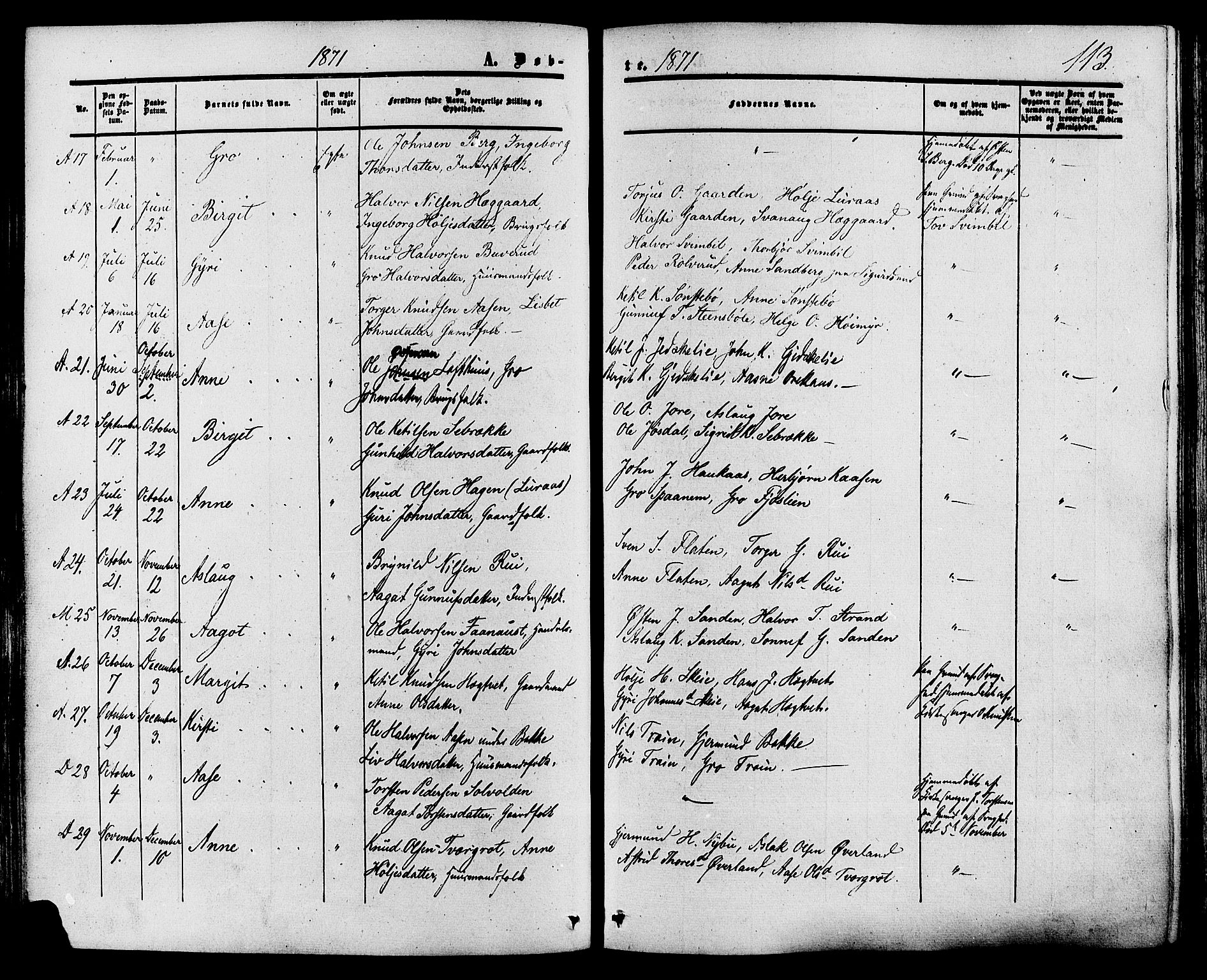 Tinn kirkebøker, SAKO/A-308/F/Fa/L0006: Parish register (official) no. I 6, 1857-1878, p. 113