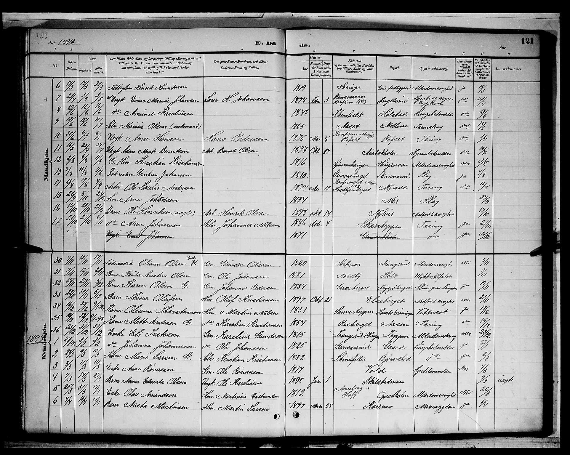 Grue prestekontor, AV/SAH-PREST-036/H/Ha/Hab/L0003: Parish register (copy) no. 3, 1895-1899, p. 121