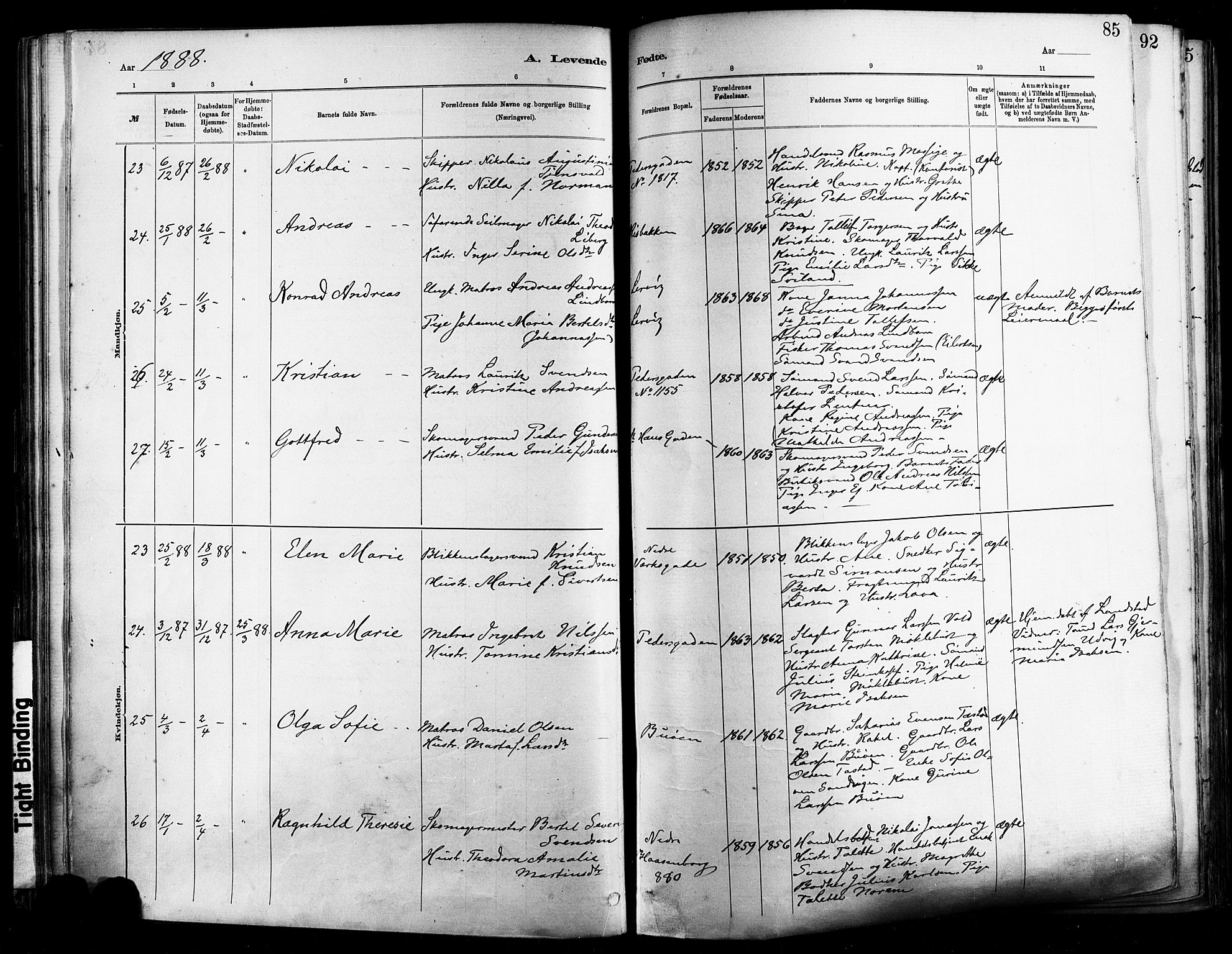 St. Johannes sokneprestkontor, AV/SAST-A-101814/001/30/30BA/L0001: Parish register (official) no. A 1, 1885-1891, p. 85