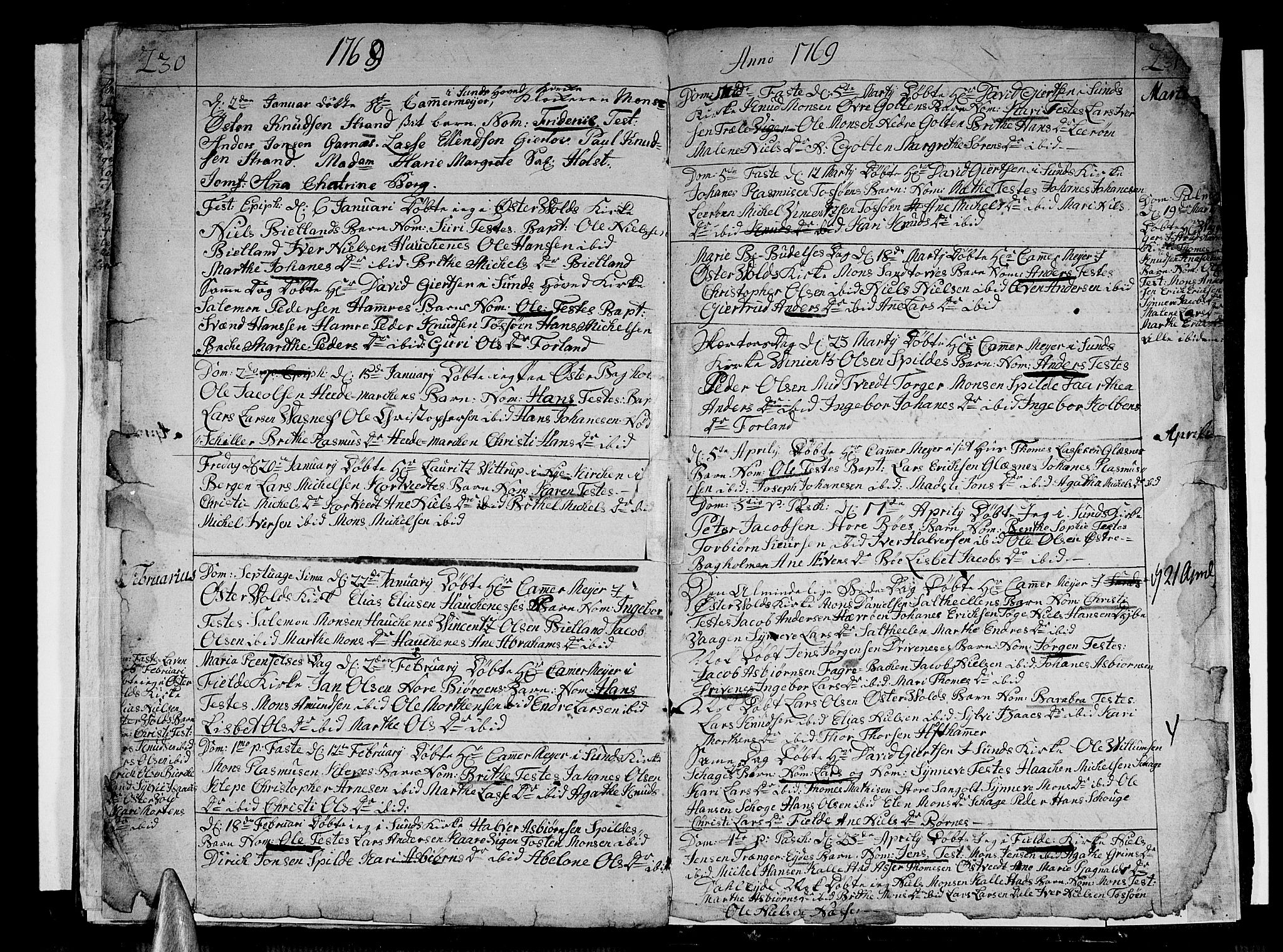 Sund sokneprestembete, AV/SAB-A-99930: Parish register (official) no. A 4, 1748-1769, p. 230-231