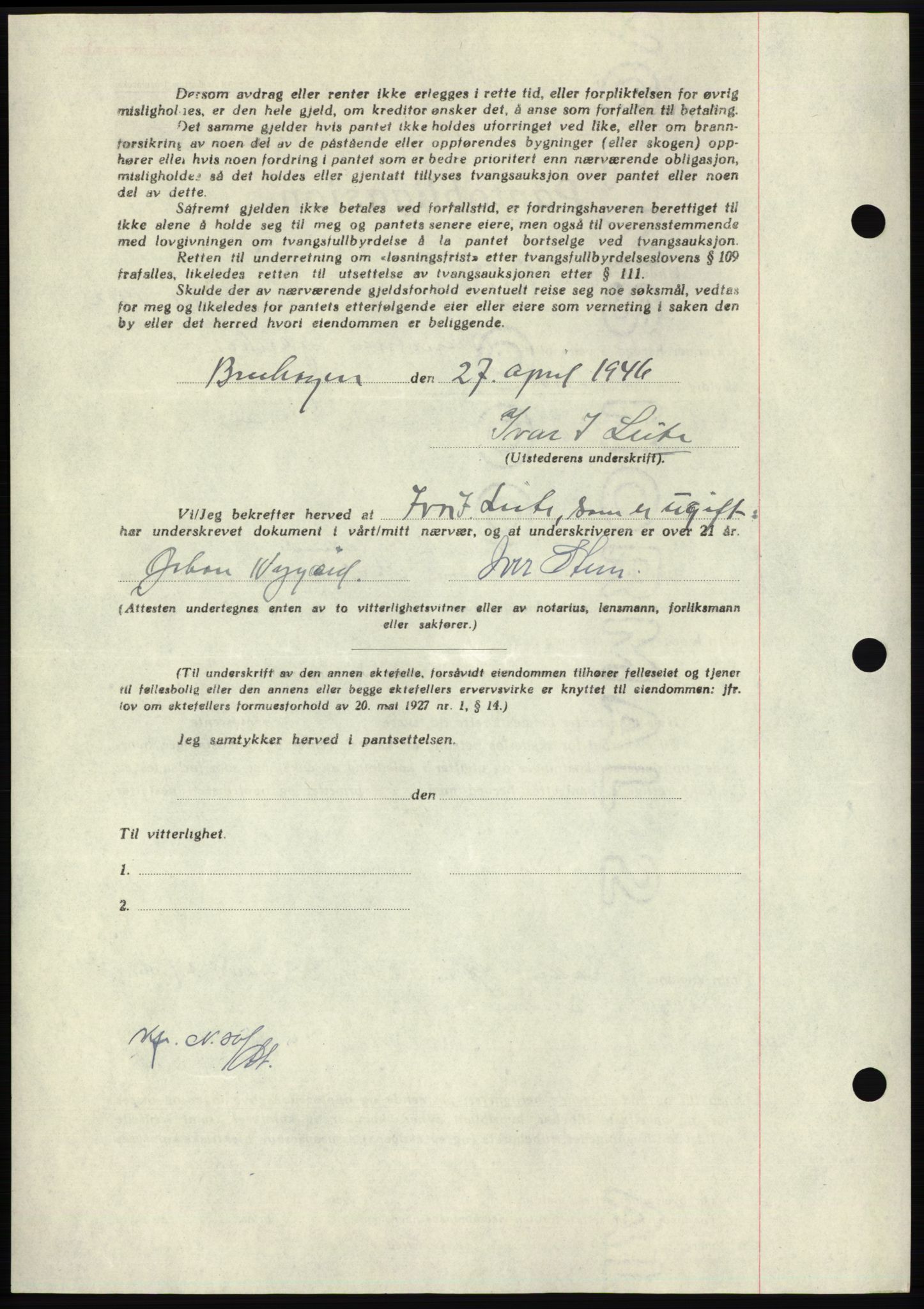 Nordmøre sorenskriveri, AV/SAT-A-4132/1/2/2Ca: Mortgage book no. B94, 1946-1946, Diary no: : 768/1946