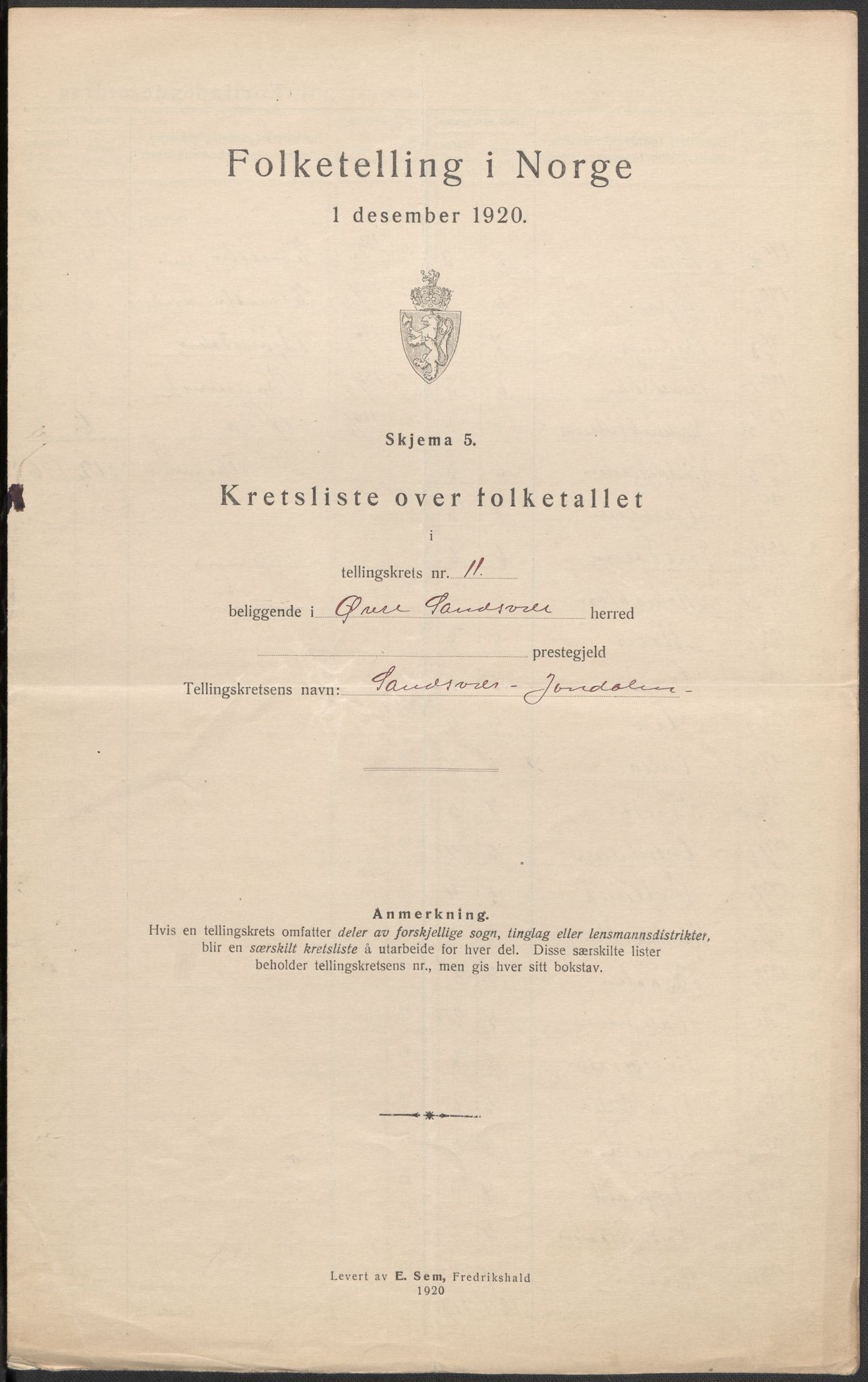 SAKO, 1920 census for Øvre Sandsvær, 1920, p. 33