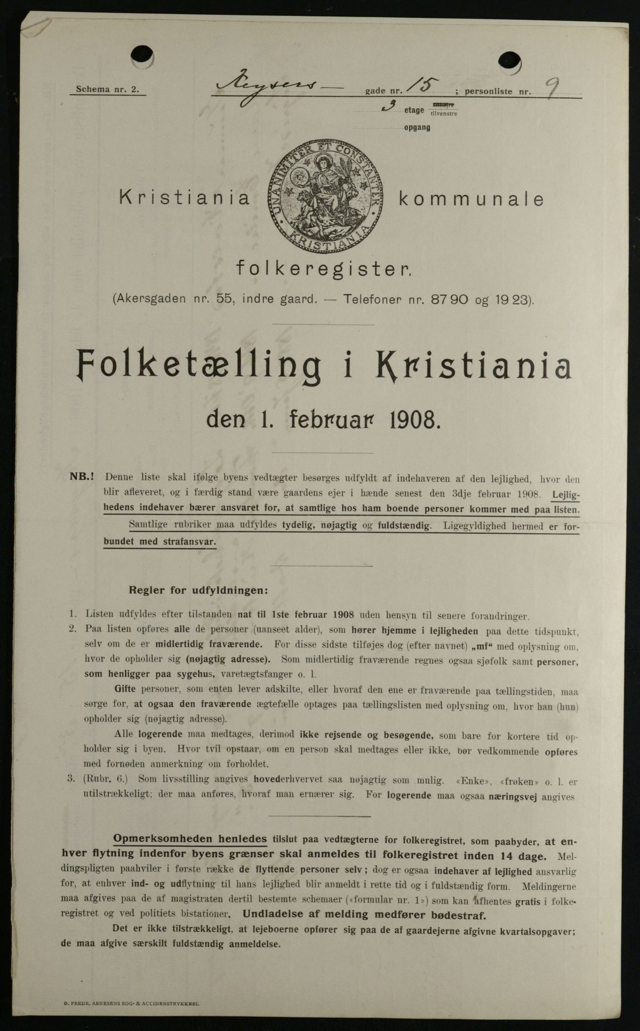 OBA, Municipal Census 1908 for Kristiania, 1908, p. 44217