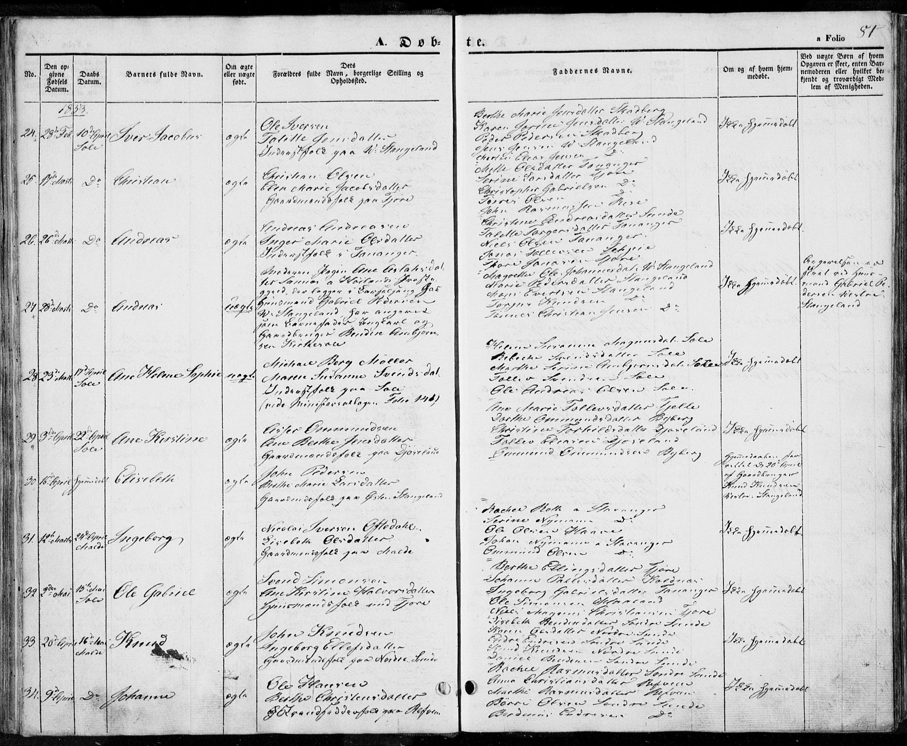 Håland sokneprestkontor, AV/SAST-A-101802/001/30BA/L0006: Parish register (official) no. A 6, 1842-1853, p. 81