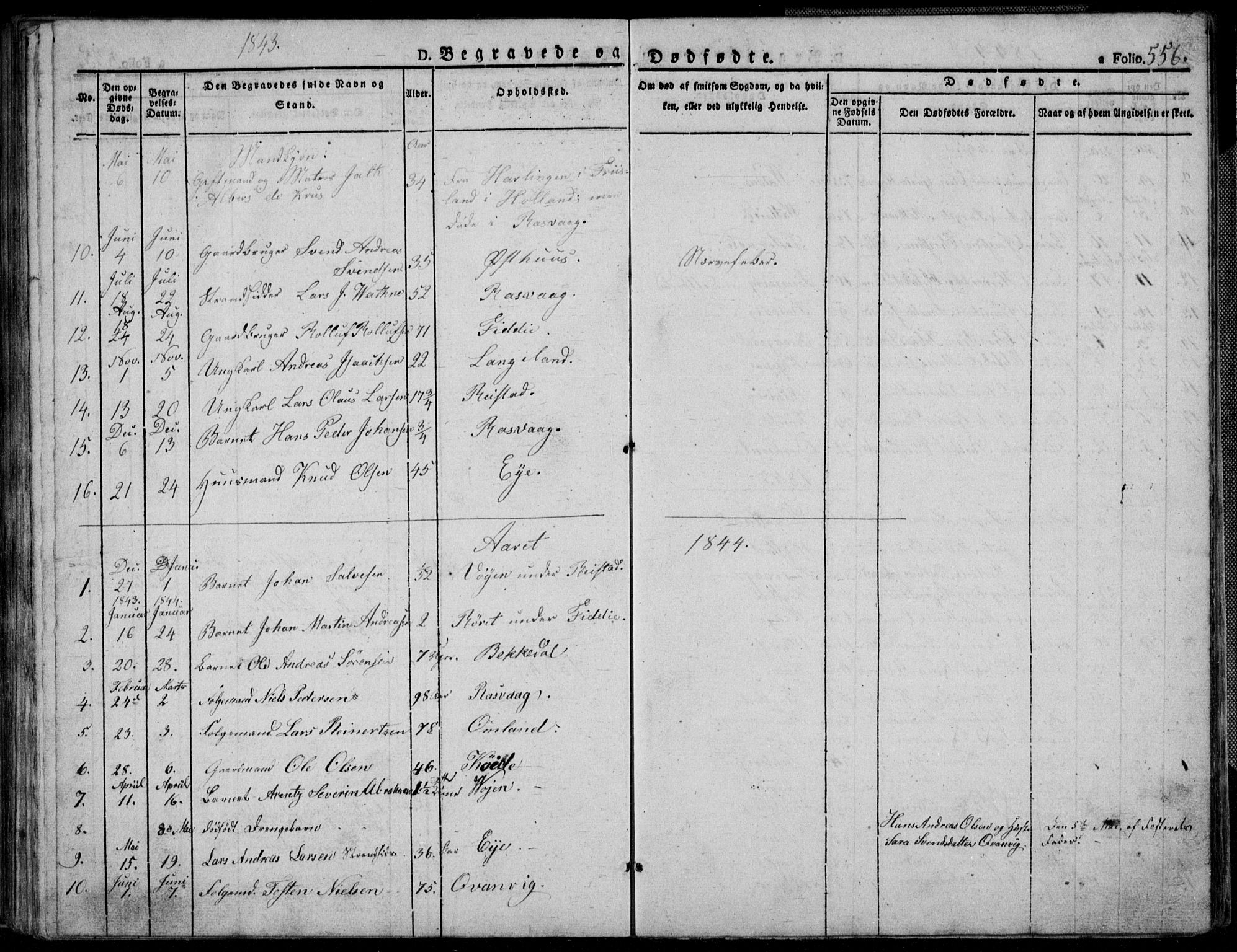 Flekkefjord sokneprestkontor, SAK/1111-0012/F/Fb/Fbb/L0002: Parish register (copy) no. B 2b, 1831-1866, p. 556