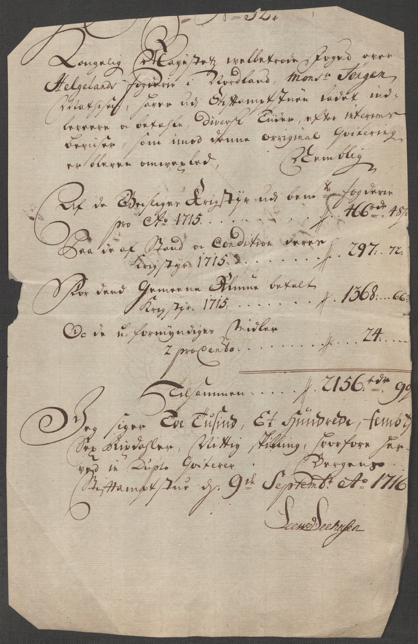 Rentekammeret inntil 1814, Reviderte regnskaper, Fogderegnskap, AV/RA-EA-4092/R65/L4514: Fogderegnskap Helgeland, 1716, p. 321