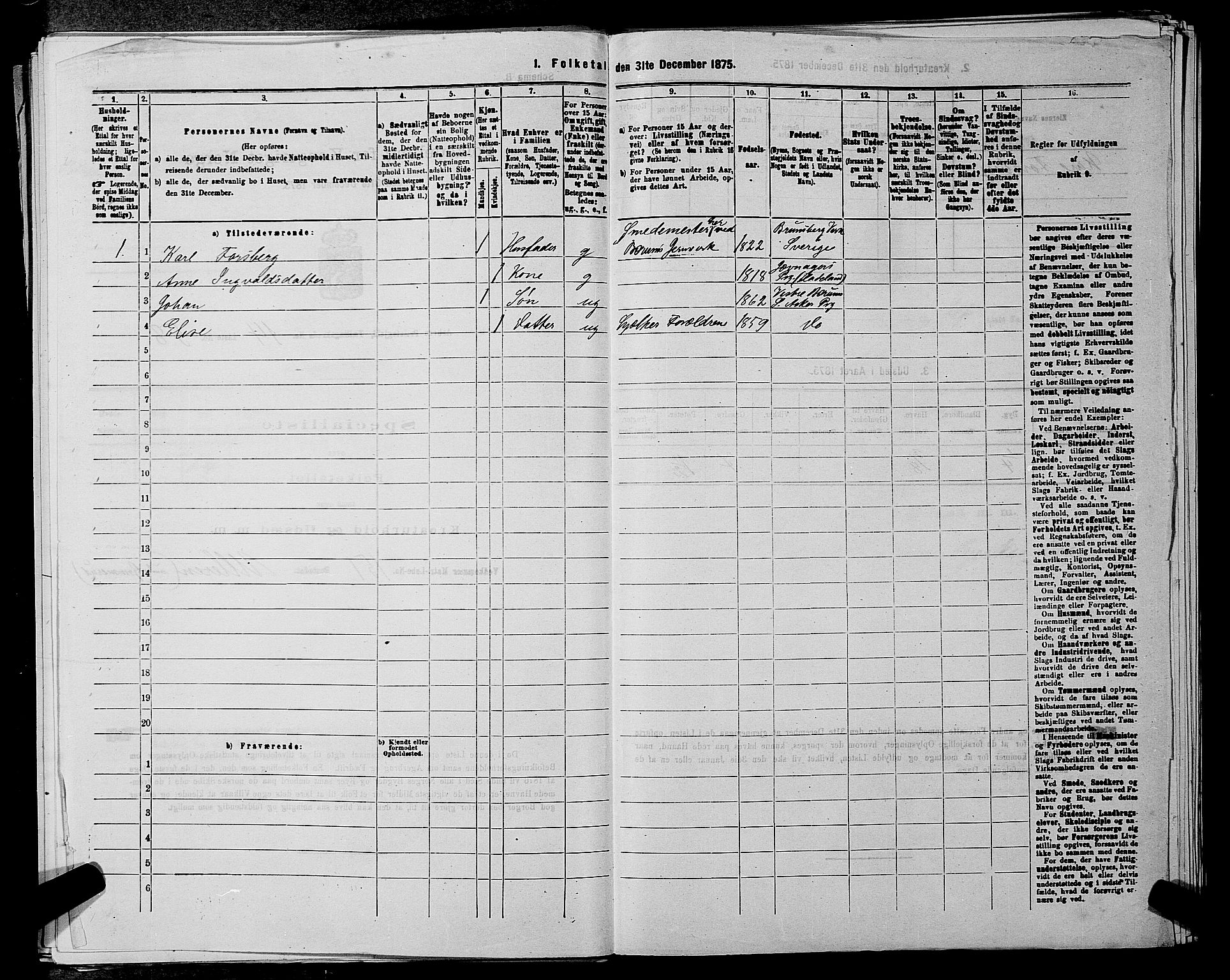 RA, 1875 census for 0220P Asker, 1875, p. 2542