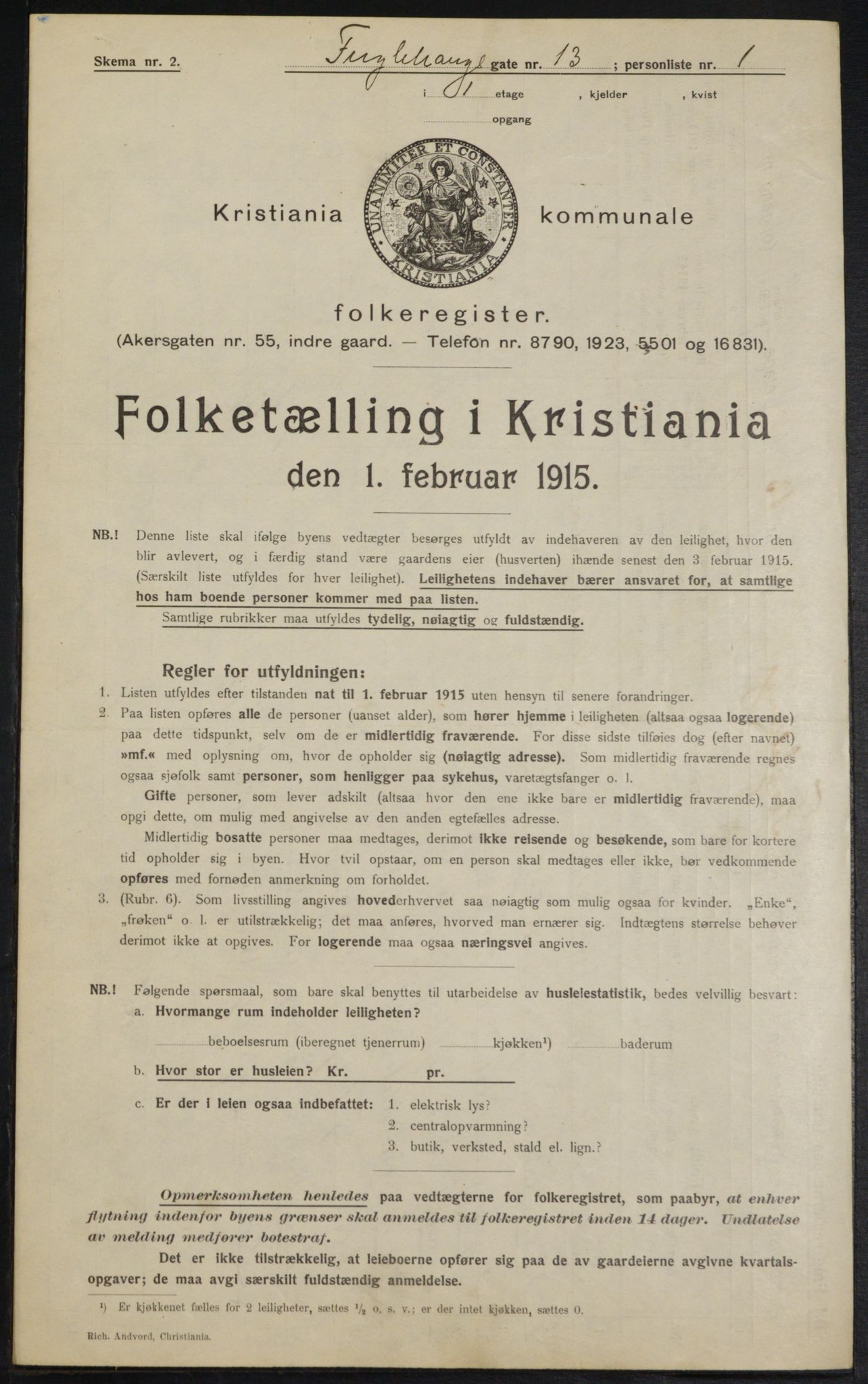 OBA, Municipal Census 1915 for Kristiania, 1915, p. 28143