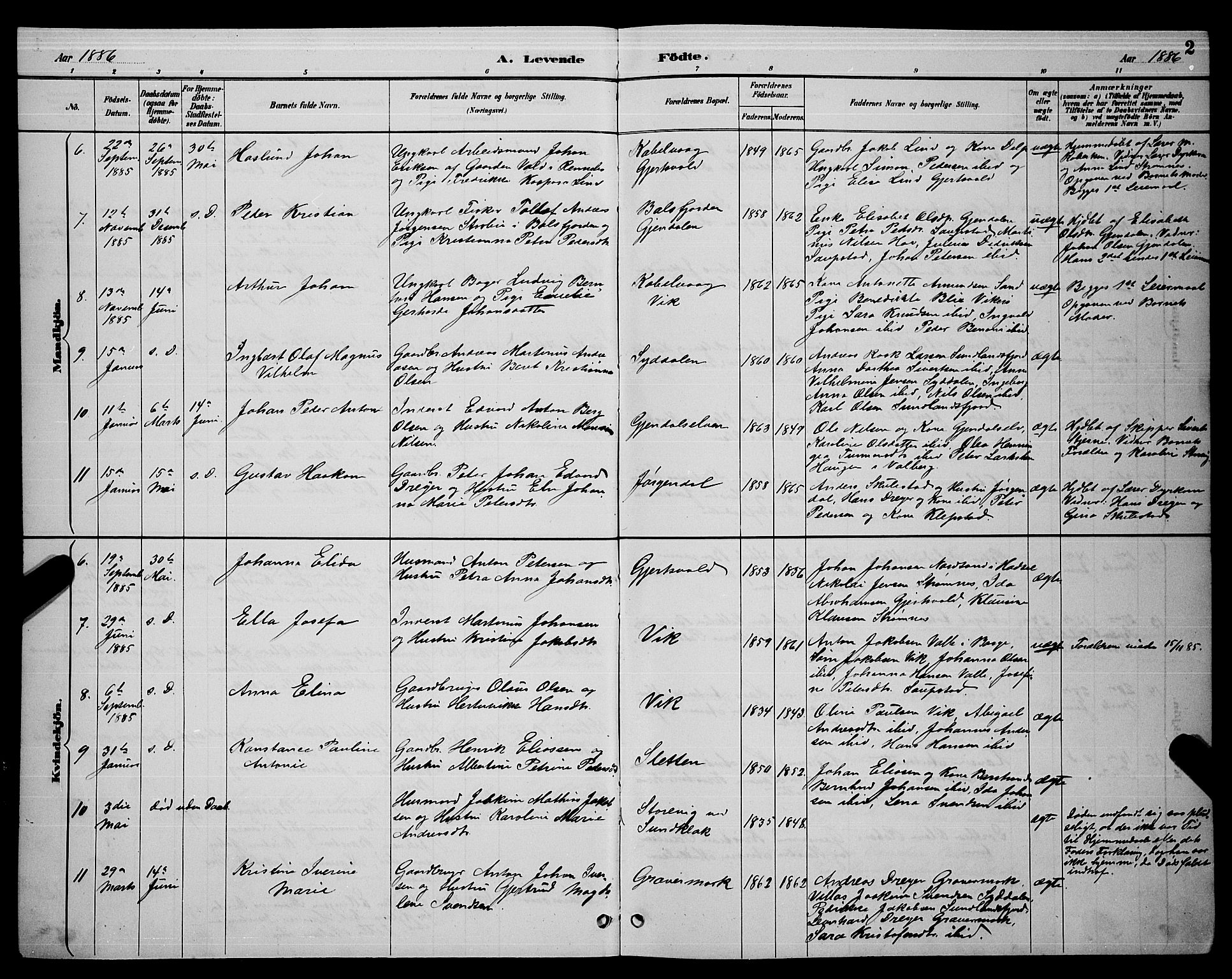 Ministerialprotokoller, klokkerbøker og fødselsregistre - Nordland, AV/SAT-A-1459/876/L1104: Parish register (copy) no. 876C03, 1886-1896, p. 2