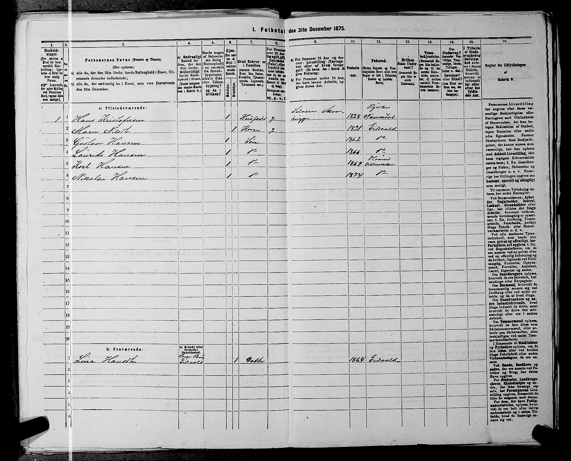RA, 1875 census for 0235P Ullensaker, 1875, p. 2026