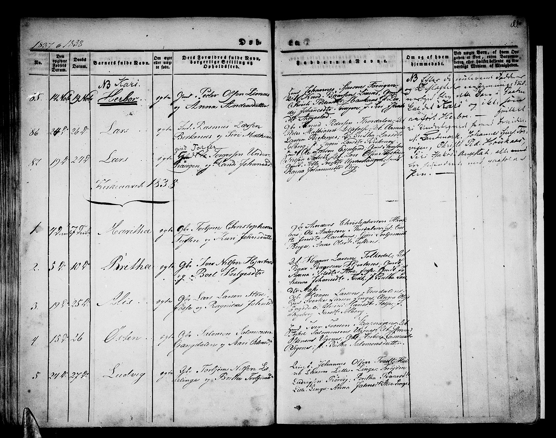 Strandebarm sokneprestembete, AV/SAB-A-78401/H/Haa: Parish register (official) no. A 6, 1826-1843, p. 88