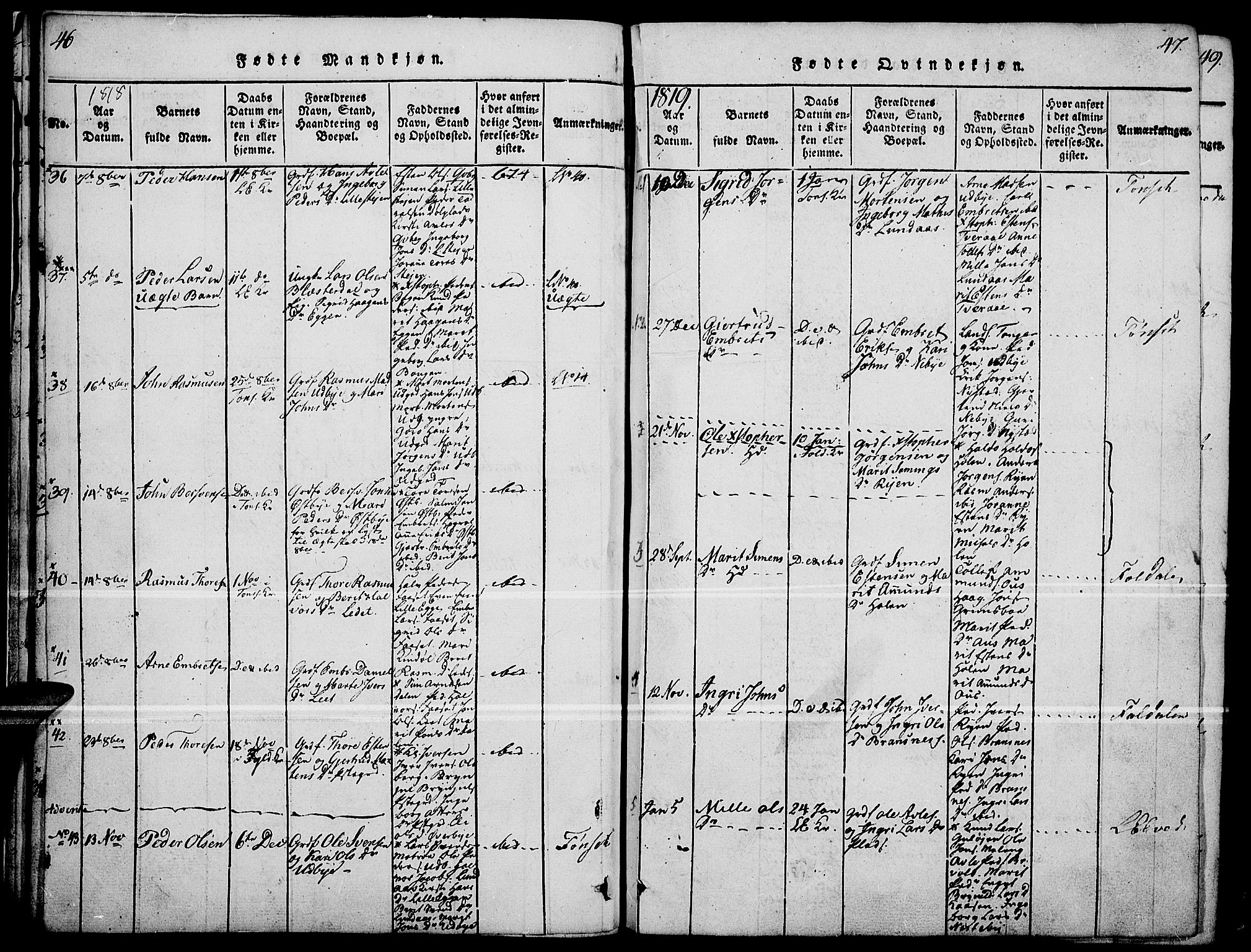 Tynset prestekontor, SAH/PREST-058/H/Ha/Haa/L0018: Parish register (official) no. 18, 1815-1829, p. 46-47