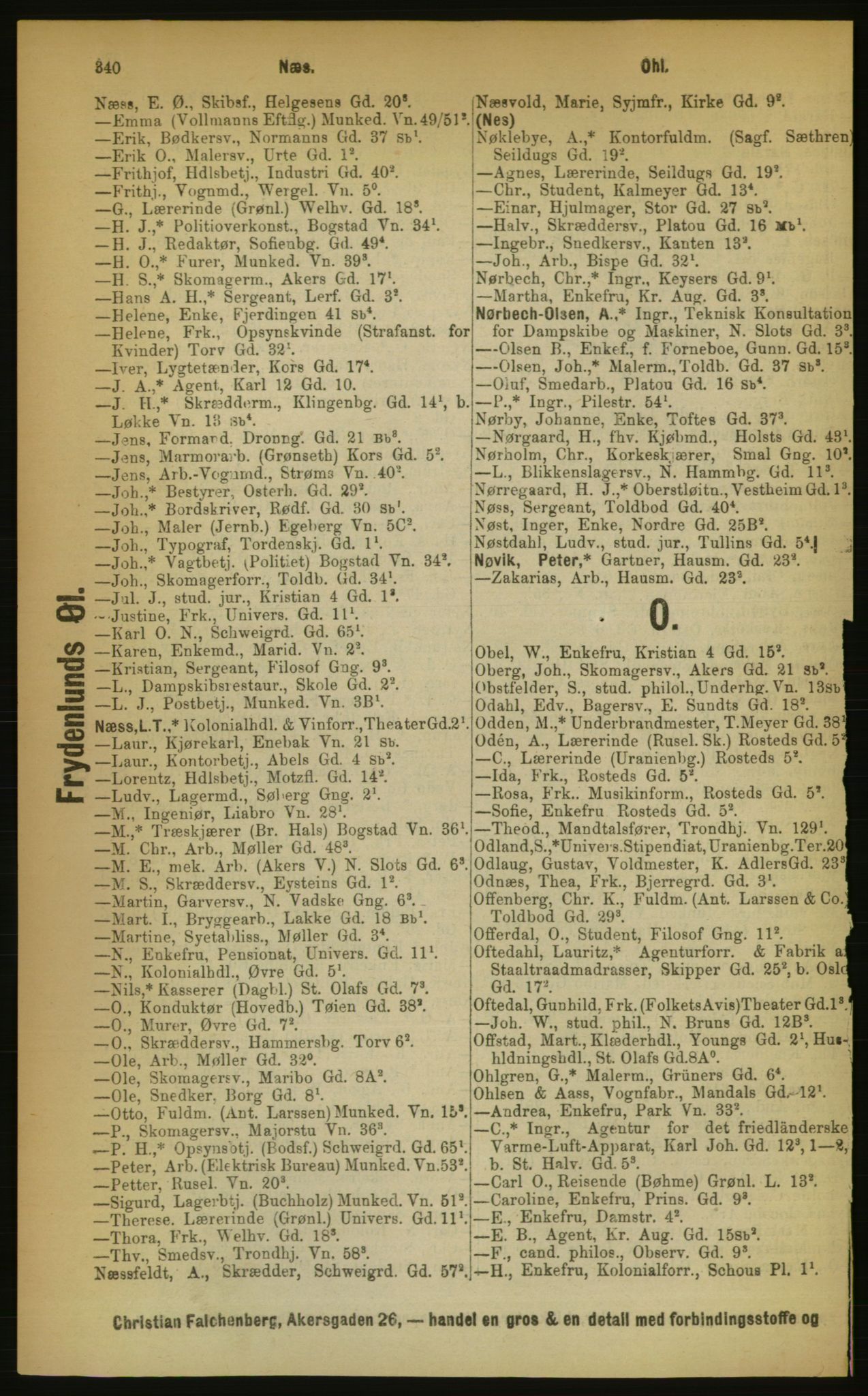 Kristiania/Oslo adressebok, PUBL/-, 1889, p. 340