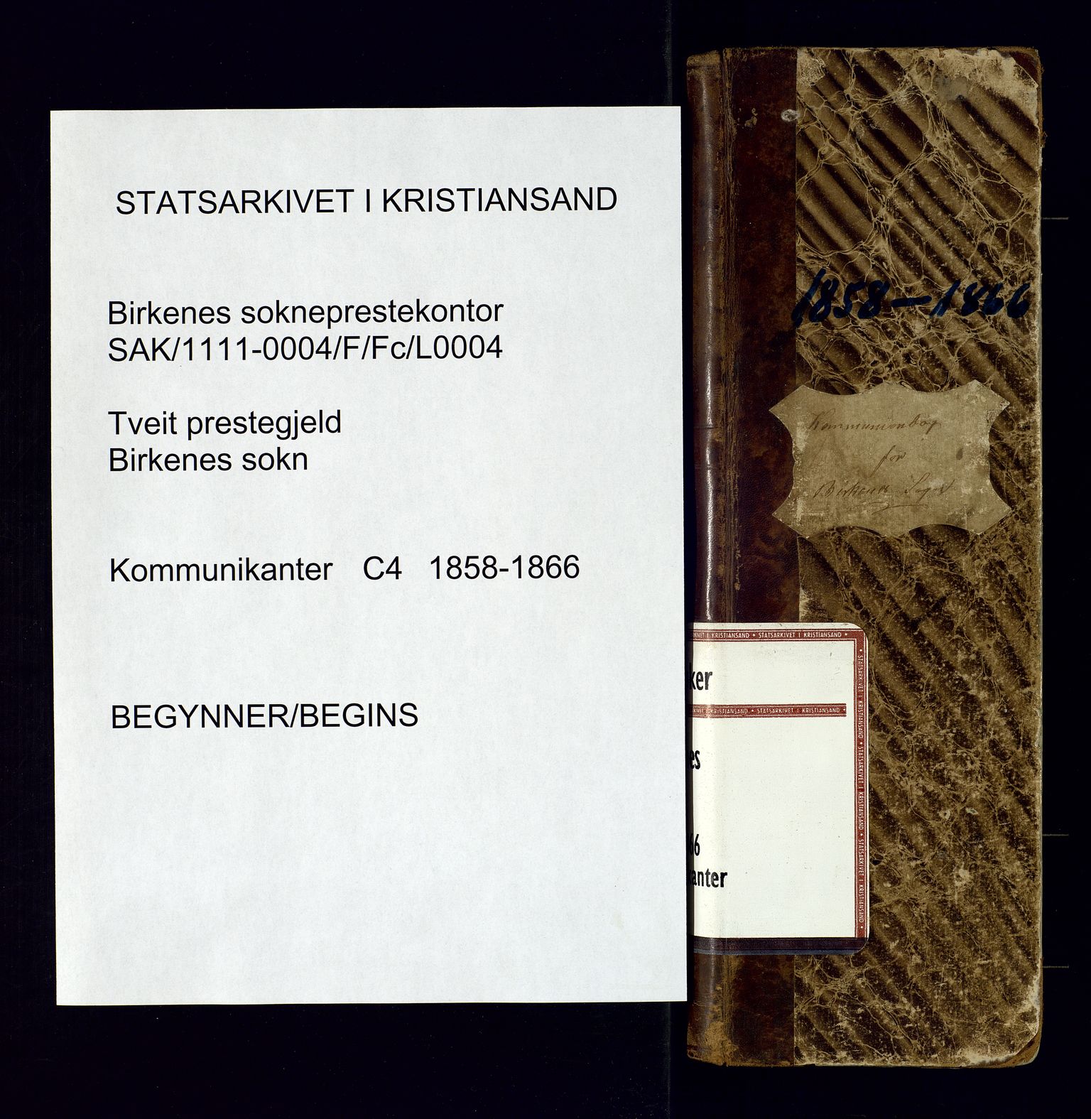 Birkenes sokneprestkontor, SAK/1111-0004/F/Fc/L0004: Communicants register no. C-4, 1858-1866