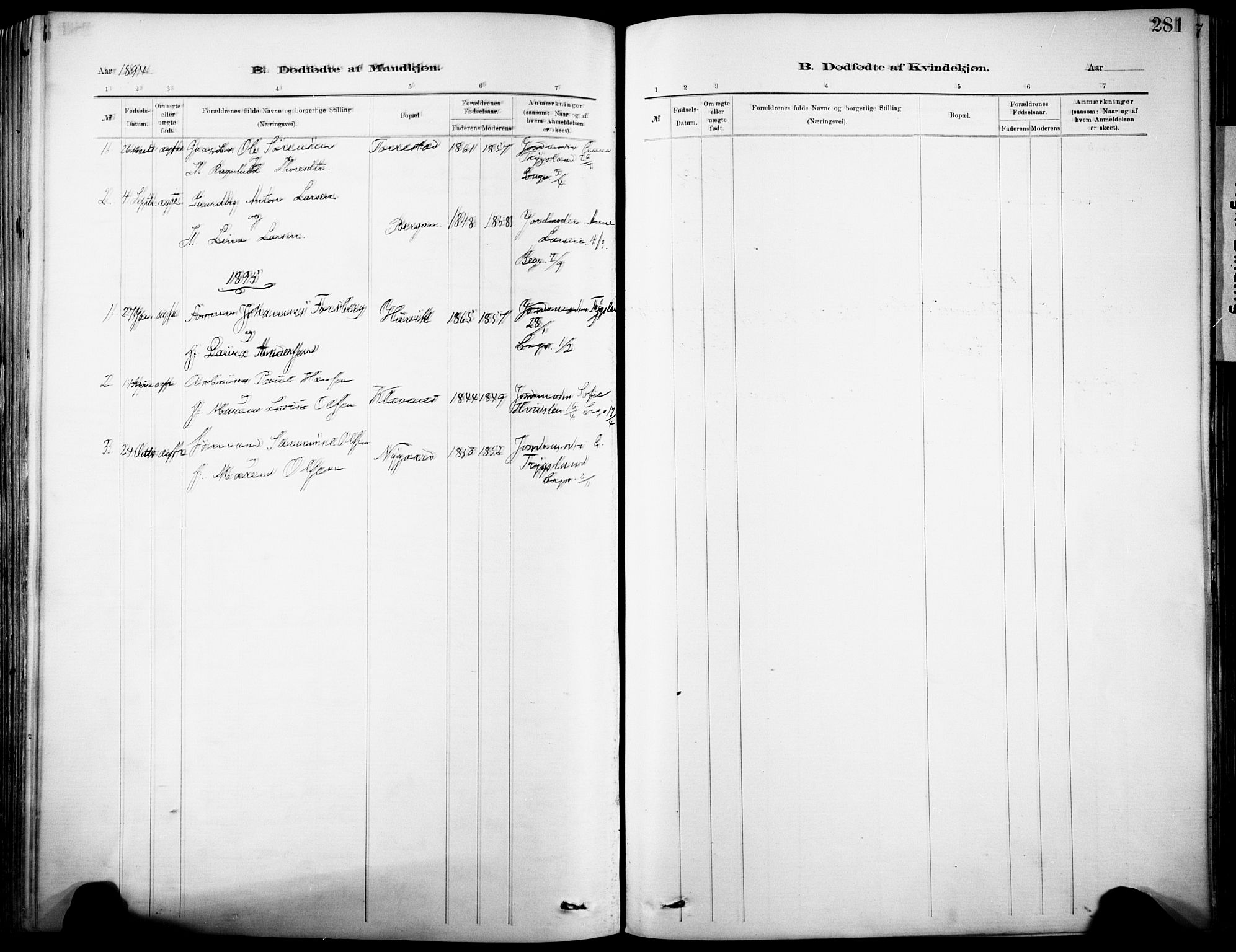 Sandar kirkebøker, SAKO/A-243/F/Fa/L0012: Parish register (official) no. 12, 1883-1895, p. 281